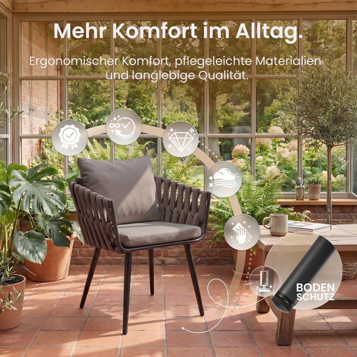 GARTENSTUHL Metall Grau - Grau, Metall (61/43/56cm) - CLP
