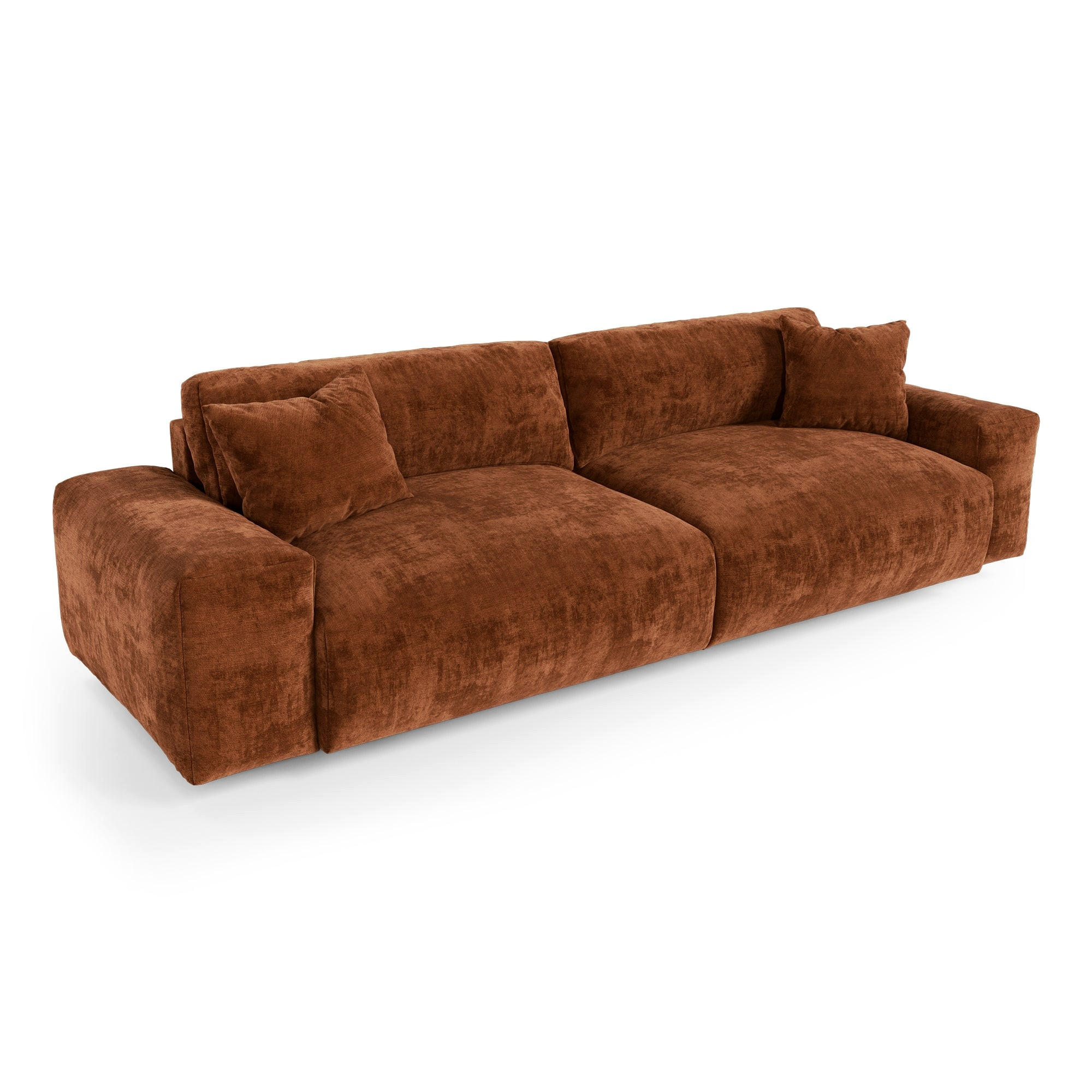 SOFA CHEER Geprägter Samt Terrakotta 220cm - Dunkelorange/Terracotta, Textil (220/84/94cm) - Premium Interiors