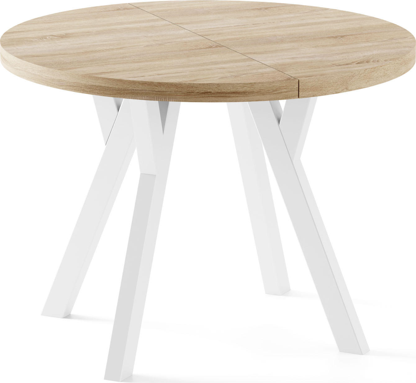 ESSTISCH Twixy XXL groß rund oval ausziehbar, Eiche Hell Braun 100-300/100/76 cm - Weiß/Sonoma Eiche, Holz/Holzwerkstoff (100/100/76cm) - WFL GROUP