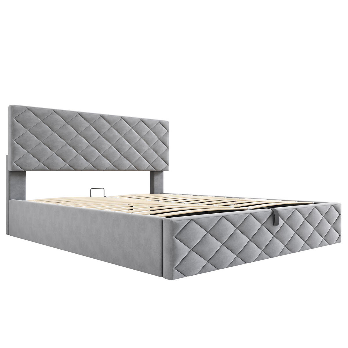 POLSTERBETT mit Stauraum und Lattenrost 140x200 cm Samt Grau - Grau, Metall (140/200cm) - Meubliv