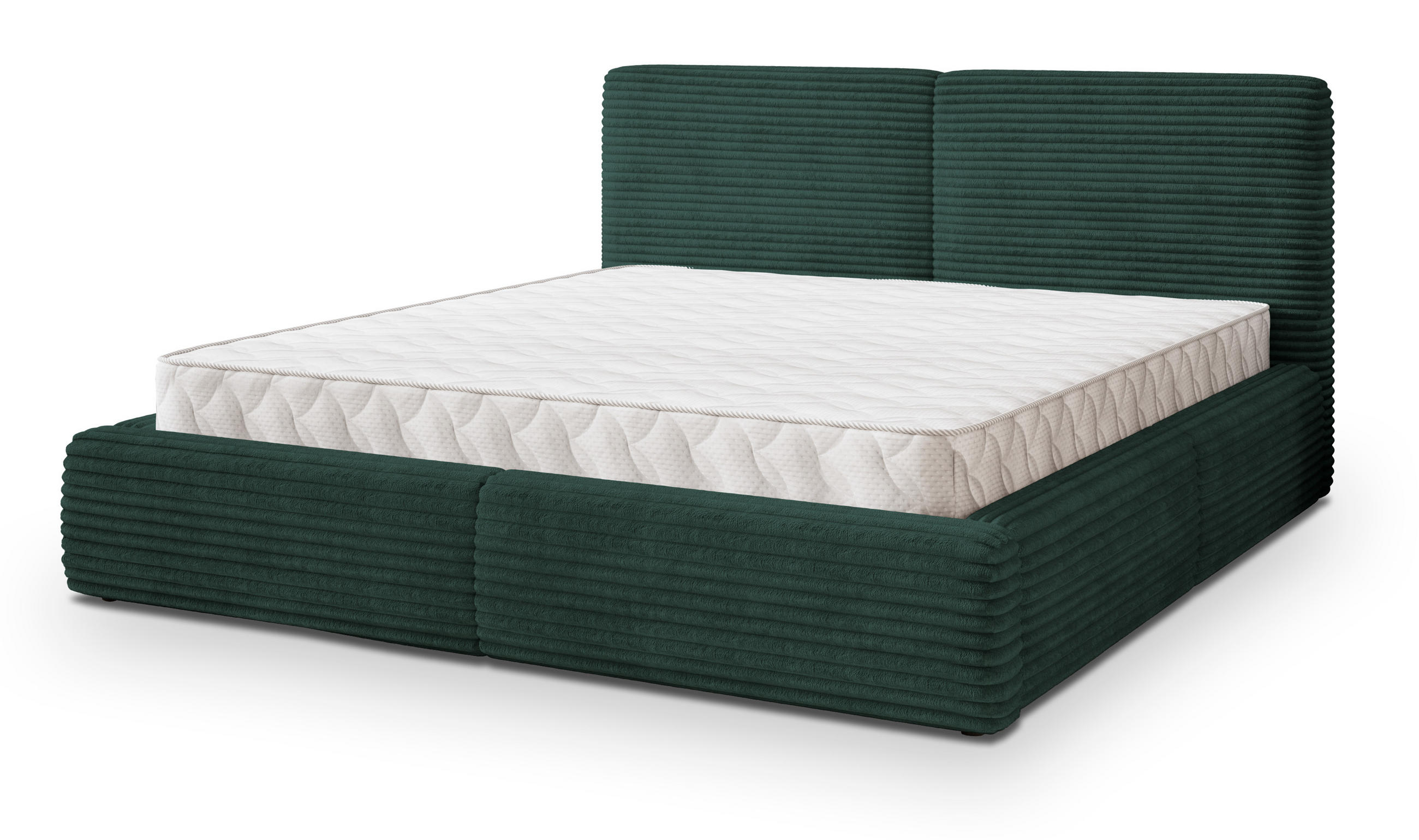 POLSTERBETT FELURO 180x200 cm mit Bettkästen - Grün - Grün, Holz (180/200cm) - MASSENO