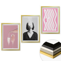 WANDBILDER 3er Set - 40x60 cm Goldrahmen - Stilvolles Porträt, Champagner-Entspannung - Goldfarben, Kunststoff (40/60cm) - ArtPrintCave