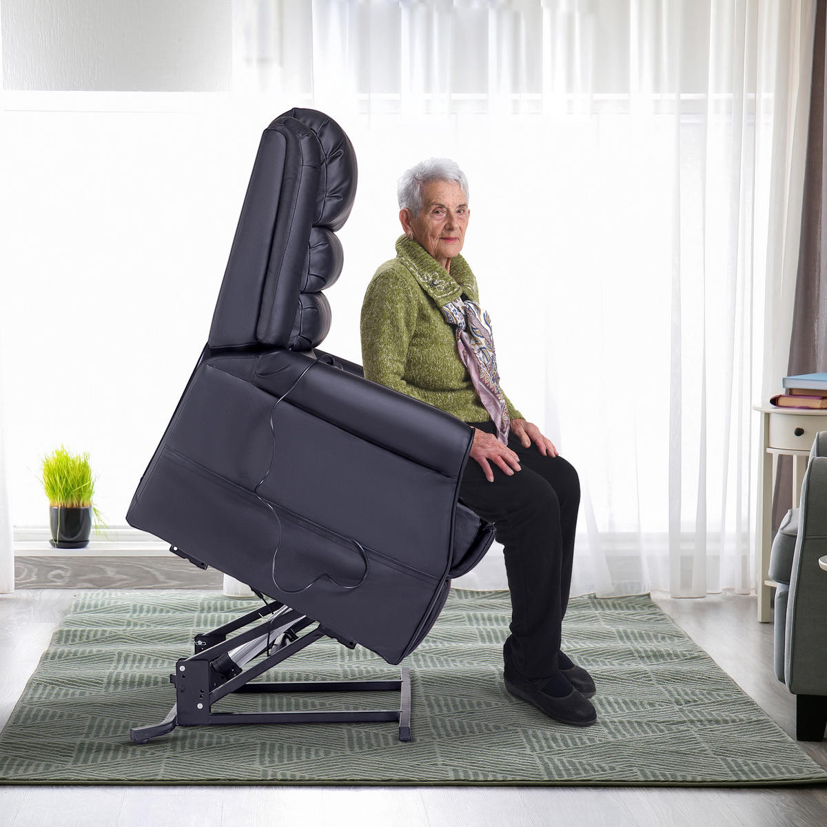 MASSAGESESSEL mit Aufstehhilfe, inkl. Fernbedienung, Schwarz - Schwarz, Kunststoff (96/107/80cm) - HOMCOM