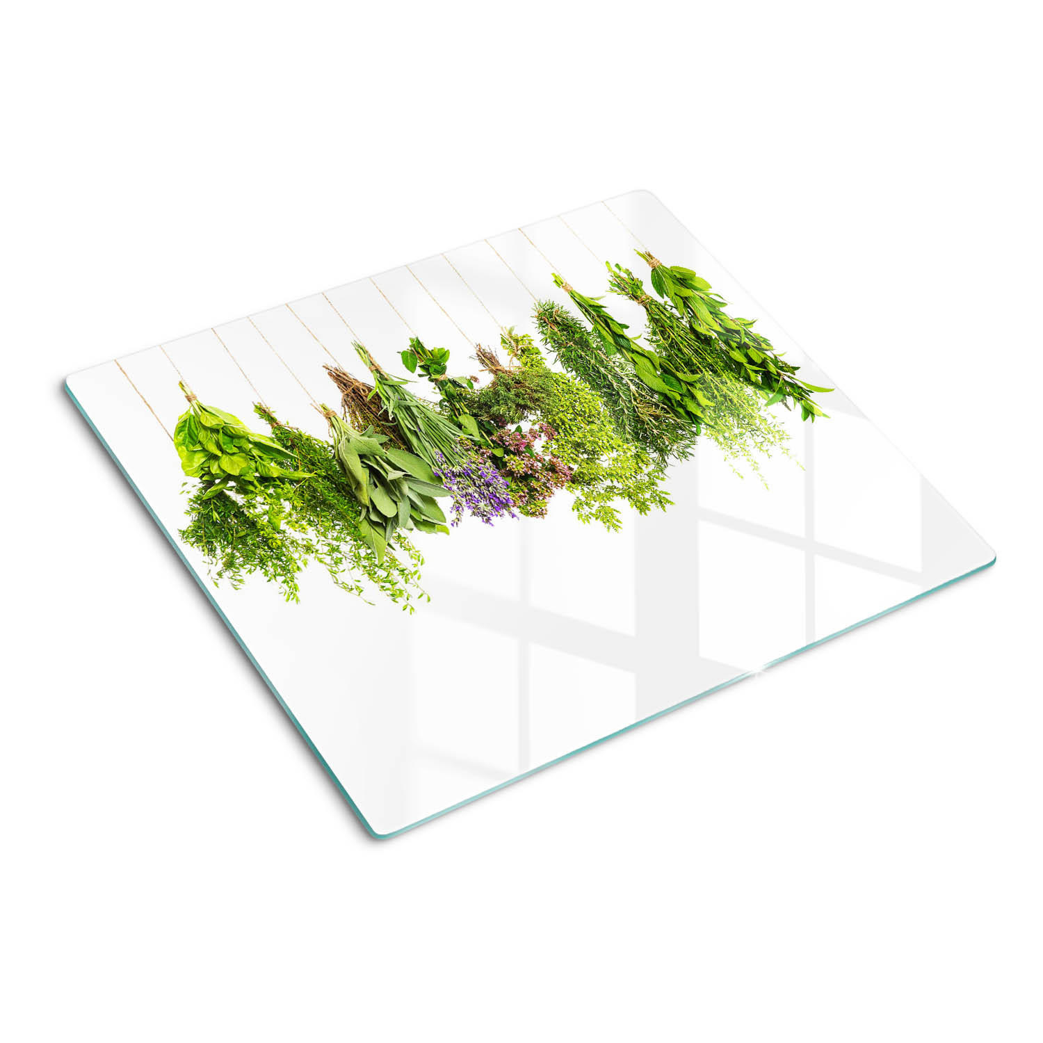 GLASPLATTE 60x52 cm Kräuterschnur - Grün, Glas (60/0.4/52cm) - TULUP