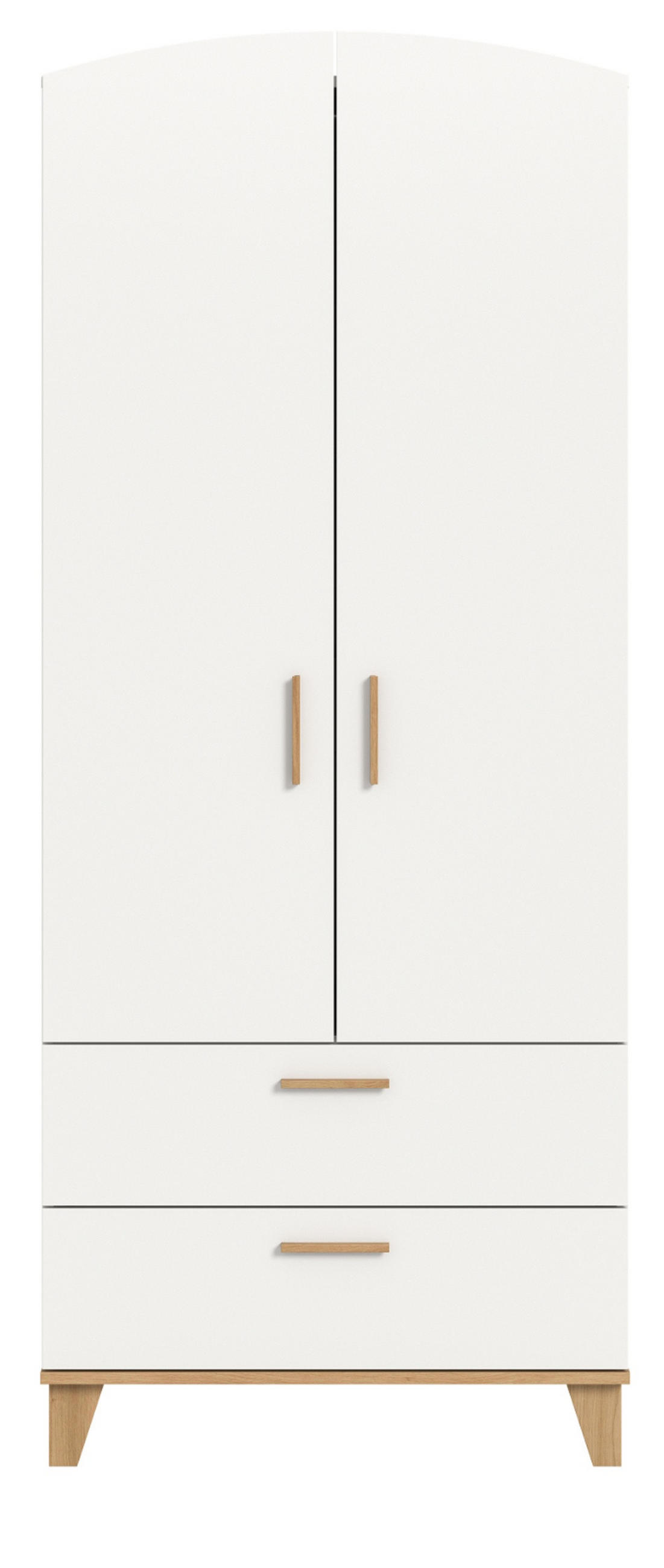 KLEIDERSCHRANK in weiß, Eiche Artsian 81 x 194 cm, Drehtürenschrank 2-türig skandinavisch - Eichefarben/Weiß, Holzwerkstoff (81/198/51cm) - Inn.Furn