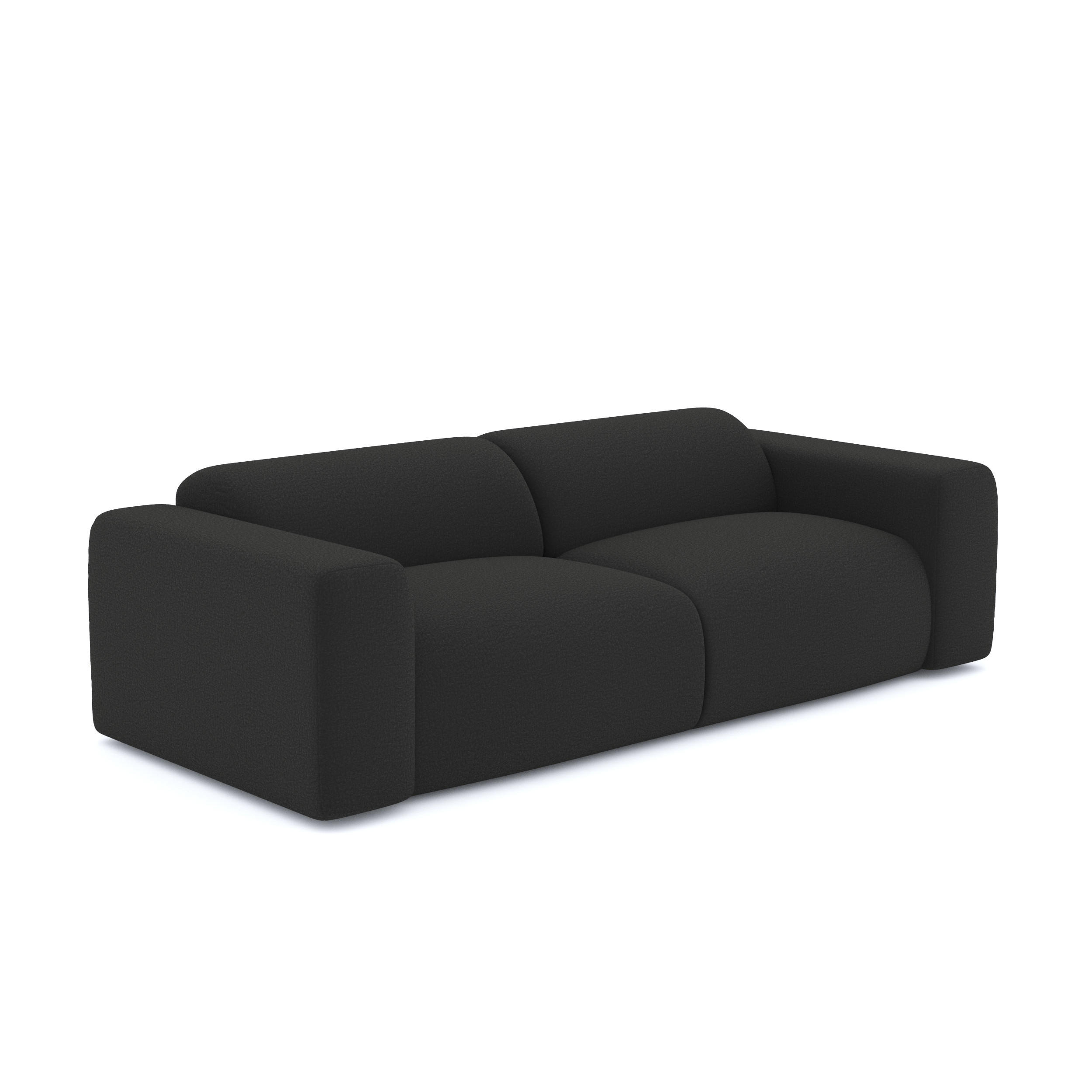 SOFA 3-Sitzer Bouclé-Stoff Schwarz 205cm - Anthrazit, Textil (205/73/97cm) - Sia Home