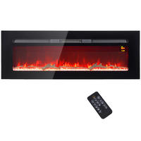 ELEKTROKAMIN 1800 W Wandkamin mit LED 3D-Flammeneffekt Kristalle in 3 Farben - Schwarz, Metall (15.8/45/127cm) - HOMCOM