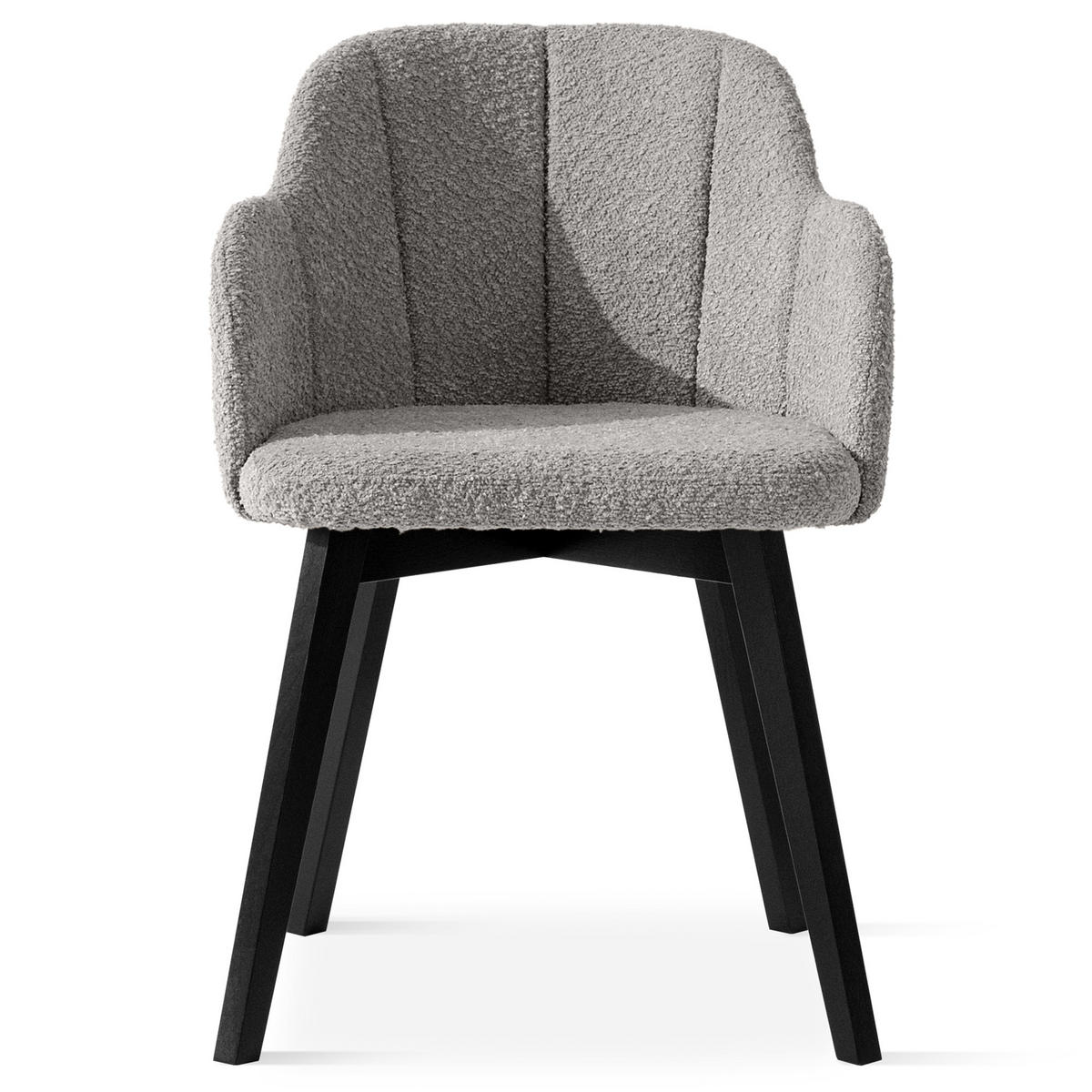 POLSTERSTUHL LONIS Esszimmerstühle 2er Set - Hellgrau/Schwarz, Holz/Textil (55/82/54cm) - KONSIMO®