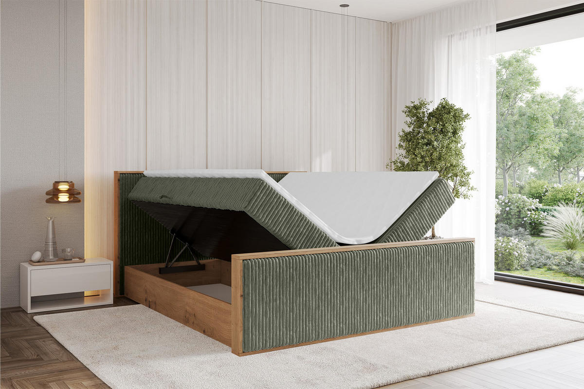 BOXBETT LOLLI9 -Z 160x200 - H3 Olivgrün - Olivgrün, Holzwerkstoff (160/200cm) - ALTDECOR