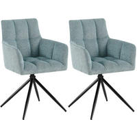ARMLEHNENSTUHL 2er Set Stoff Türkis - Türkis/Schwarz, Textil/Metall (59/87/59cm) - CLP