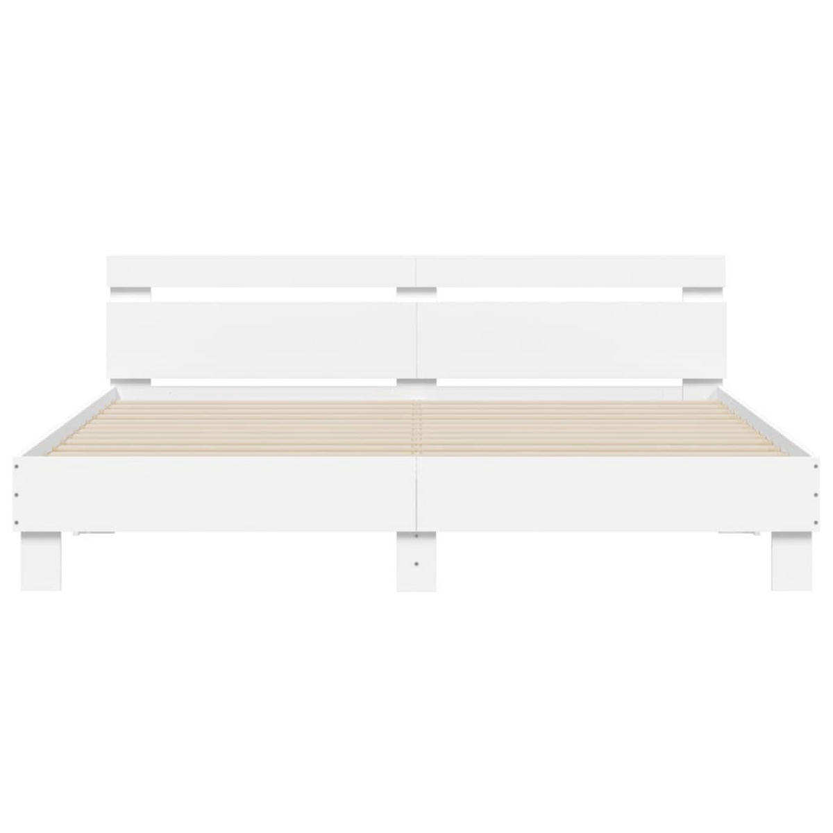 BETT mit Lattenrost und Kopfteil 180/200 cm aus Holzwerkstoff, Weiß - Weiß, Holz - vidaXL