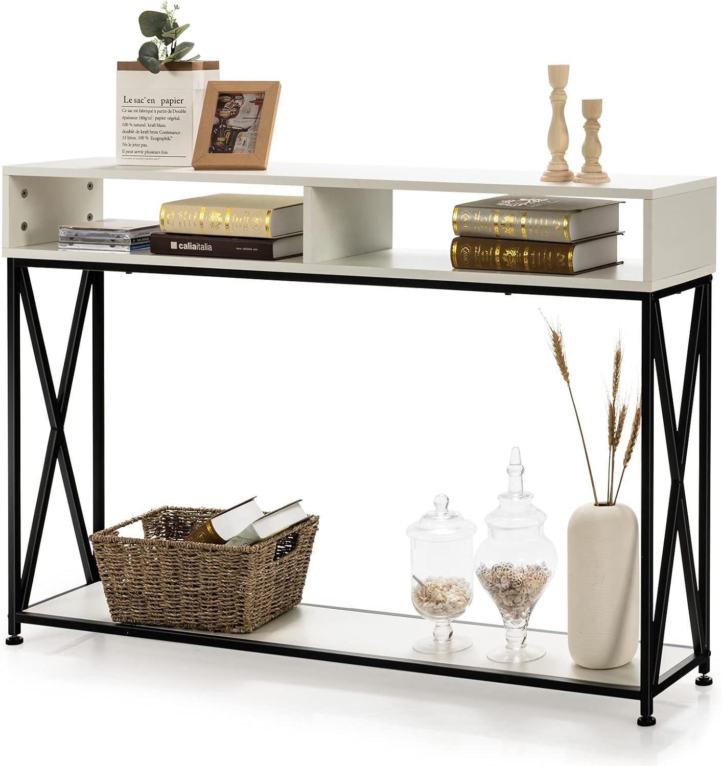 KONSOLENTISCH 79cm Weiß - Weiß, Holz (120/23/79cm) - COSTWAY