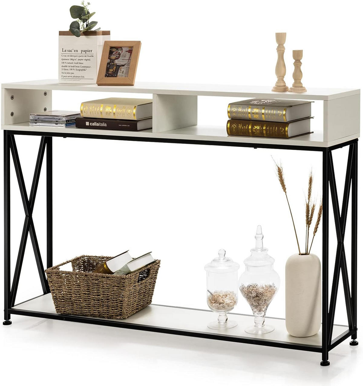 KONSOLENTISCH 79cm Weiß - Weiß, Holz (120/23/79cm) - COSTWAY