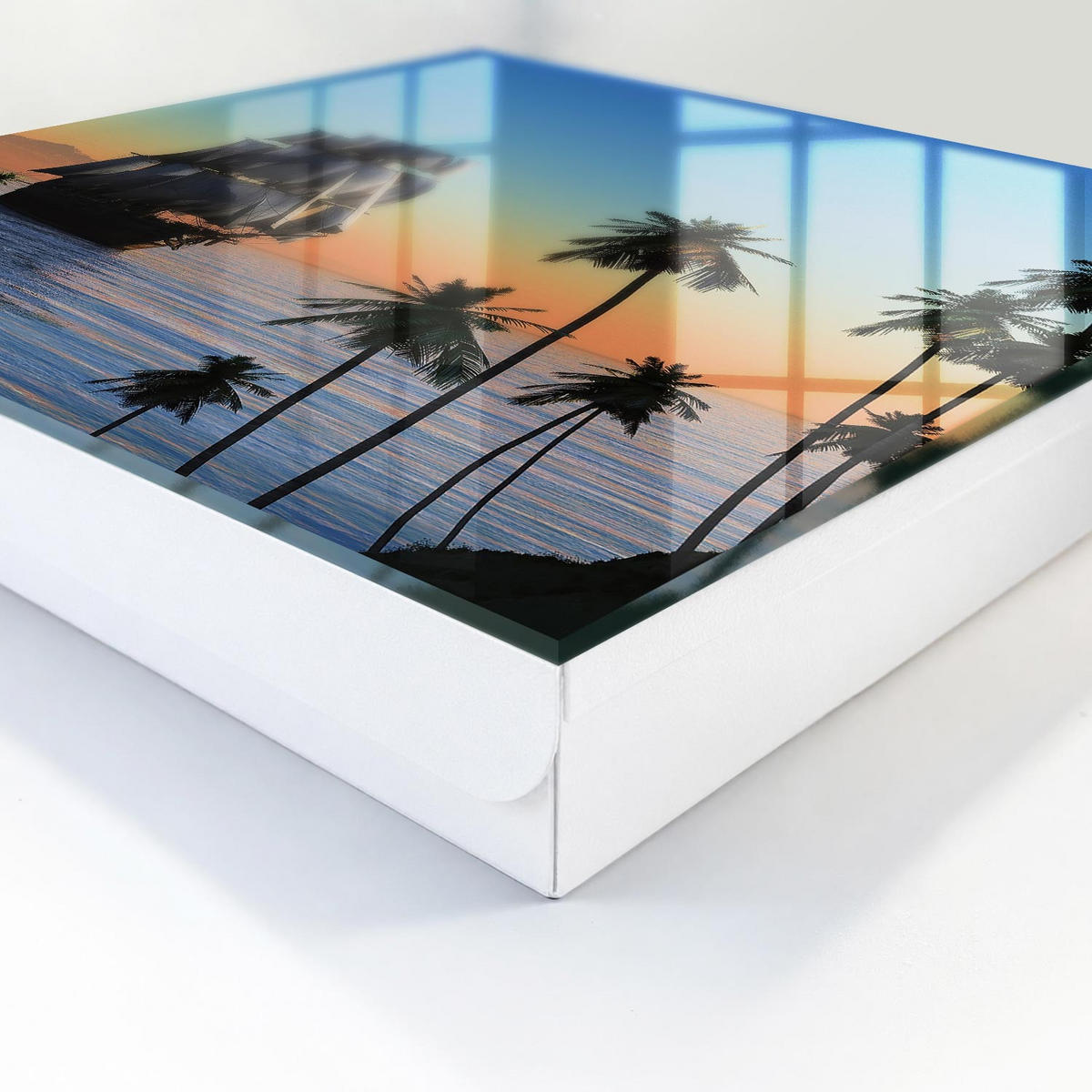SCHLÜSSELBOX Weiß 30x30 cm – Türöffnung nach rechts - Seesegelschiff - Blau, Metall (30/30/5cm) - TULUP