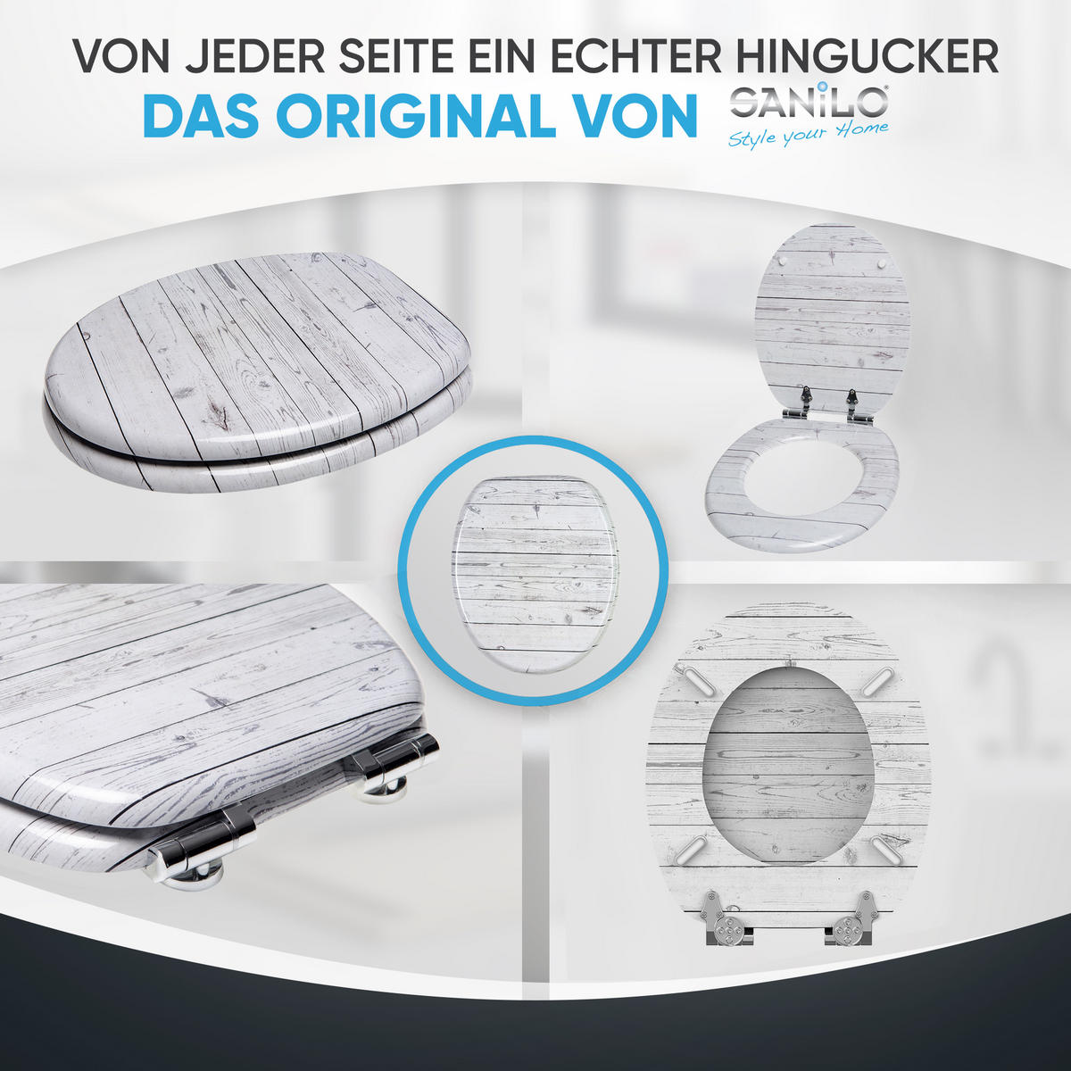 WC-SITZ mit Absenkautomatik Timber - Grau, Holzwerkstoff (38/6/47cm) - Sanilo