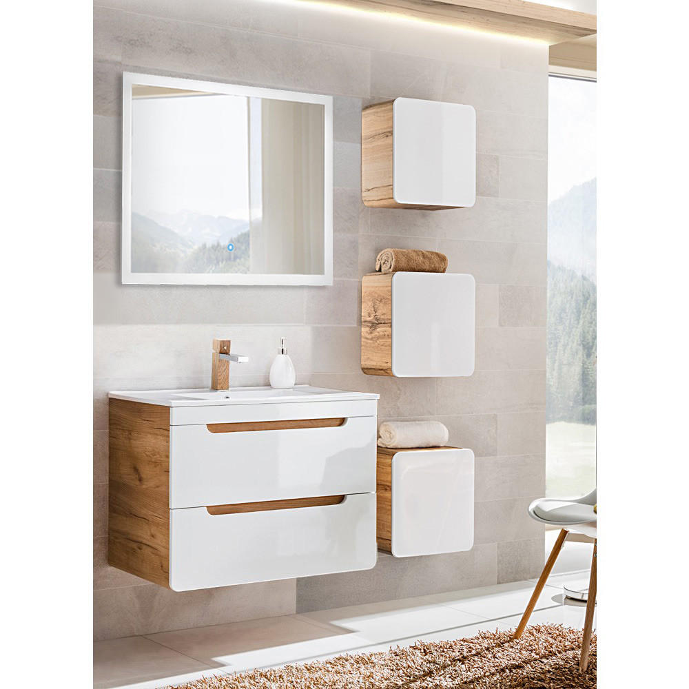 Lomado Badmöbel-Set Weiß 130x200x46 cm