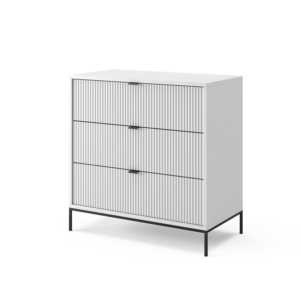 KOMMODE Eliza Weiß 80 x 81.2 cm mit 3 Schubladen - Weiß, Holzwerkstoff (42/81.2/80cm) - Vicco