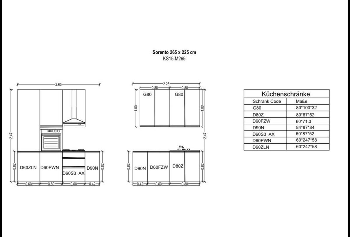 WINKELKÜCHE 265 x 225 cm - Sorento KS15-M265 - in Dunkle Eiche - Eichefarben, Holz (490/247/52cm)