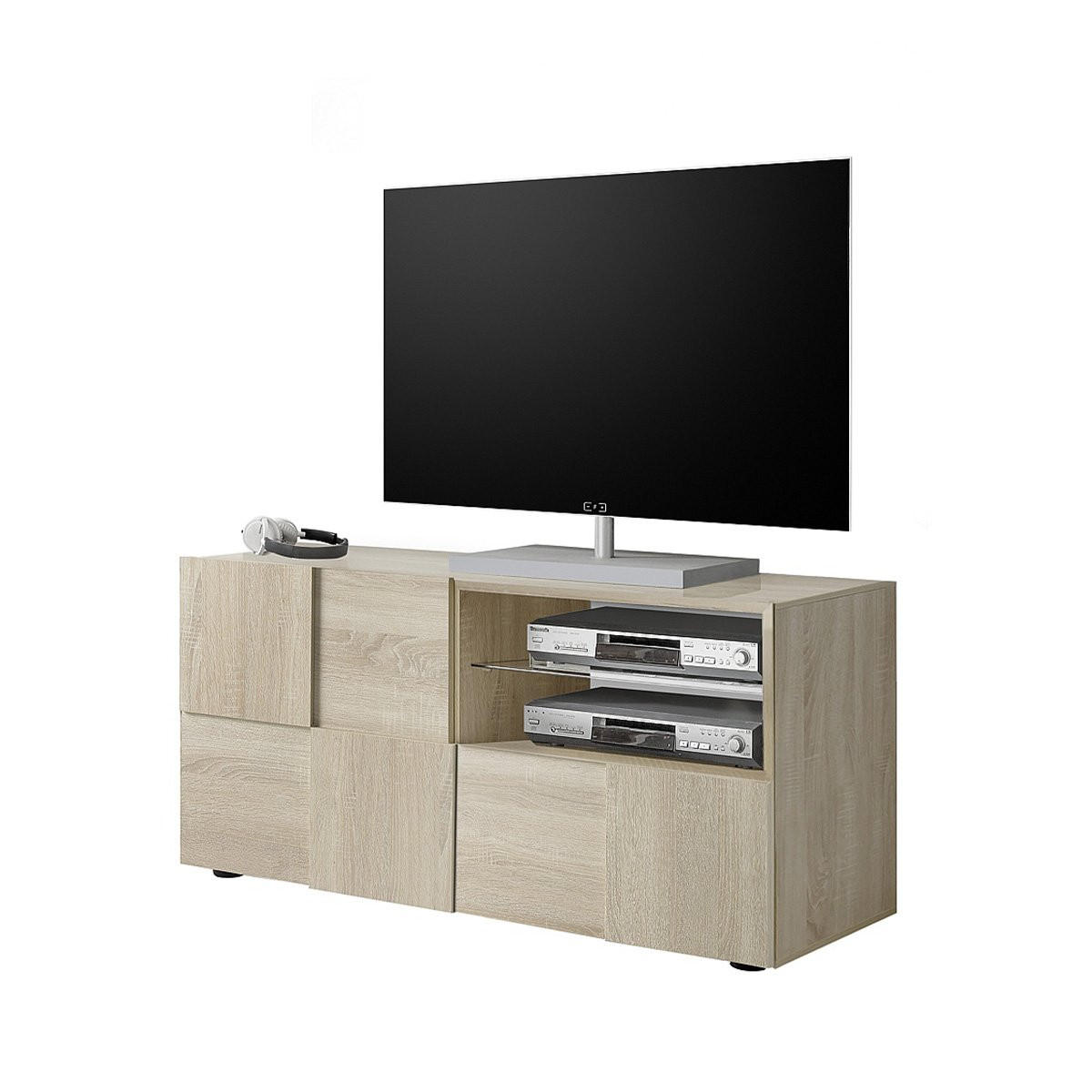 TV-MÖBEL klein 1 Tür und 1 Schublade L121 cm - Dama - Eichefarben, Holzwerkstoff (42/57/121cm) - Calicosy