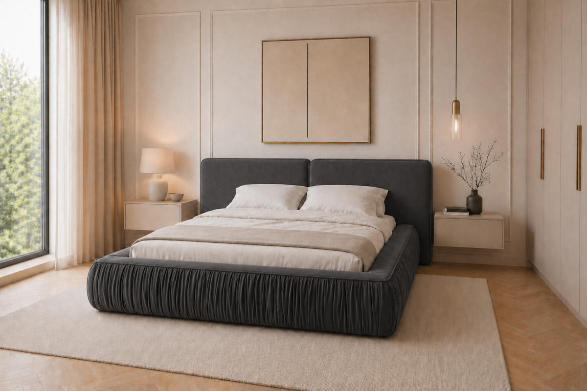 POLSTERBETT 08 140 x 200 cm – Riviera – Bett mit Gasdruckfedern und Stauraum - Anthrazit, Holz (140/200cm) - ROYAL24_MARKT