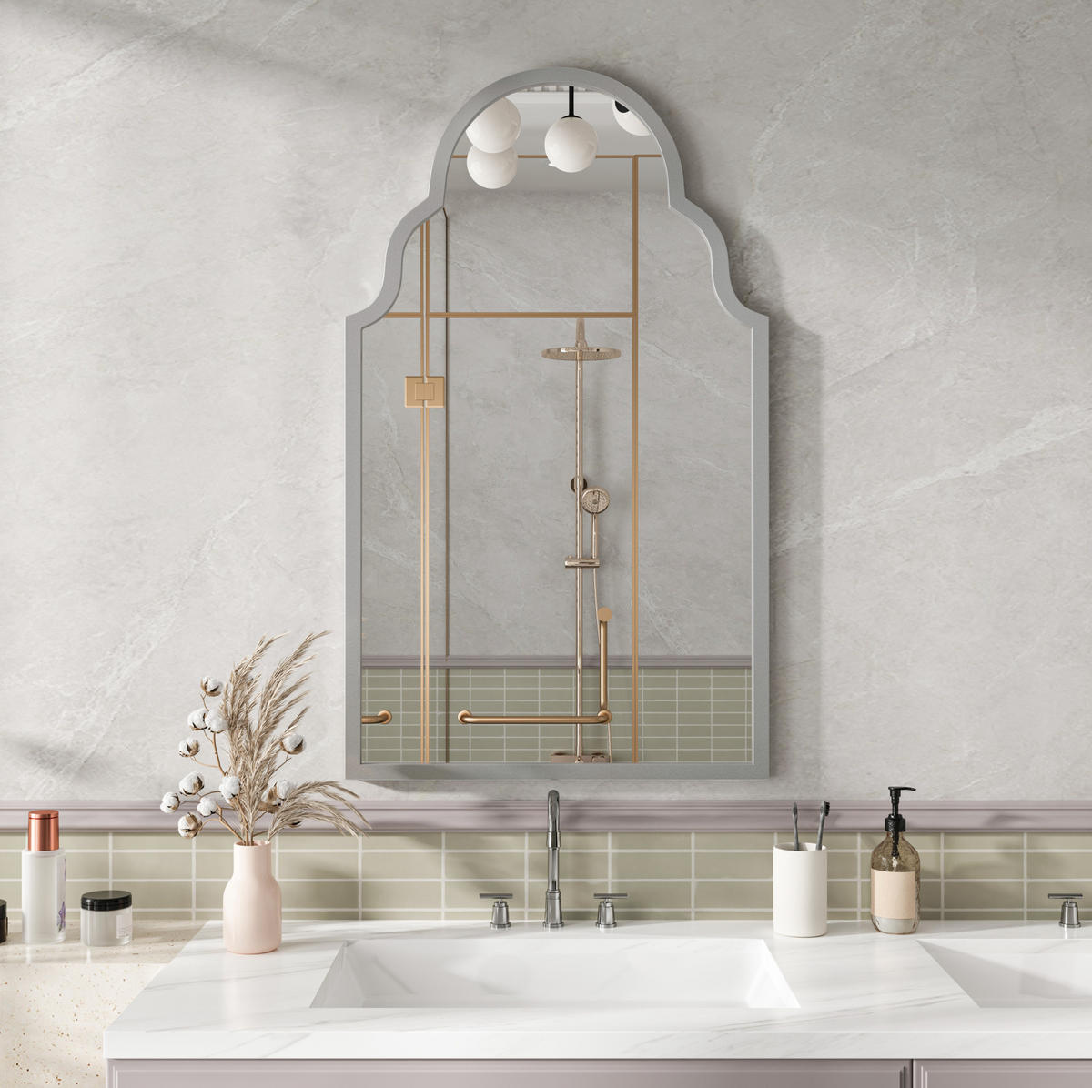 WANDSPIEGEL Rechteckig 61x101x3cm Silber mit Metallrahmen Für Badezimmer,Wohnzimmer,Flur - Silberfarben, Glas (61/101/3cm) - Modfu