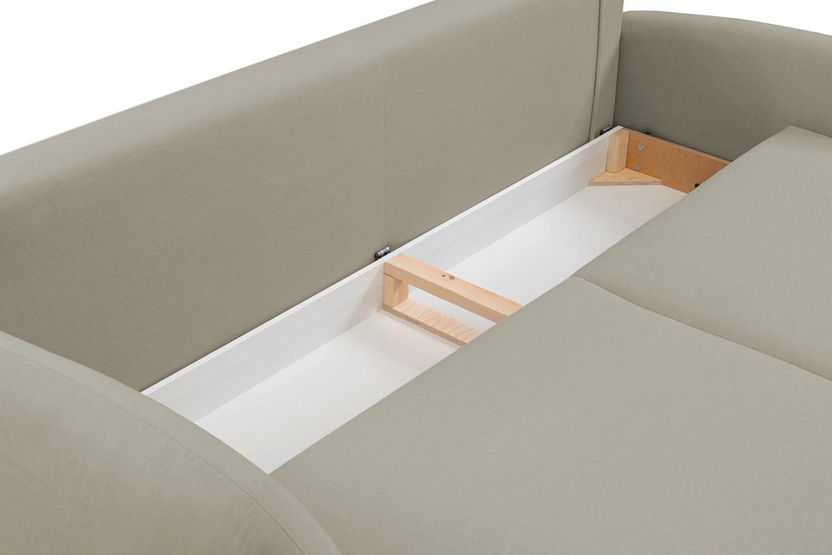 SCHLAFSOFA Bafra Beige Velours - Beige/Schwarz, Holz/Textil (232/92/102cm) - Selsey