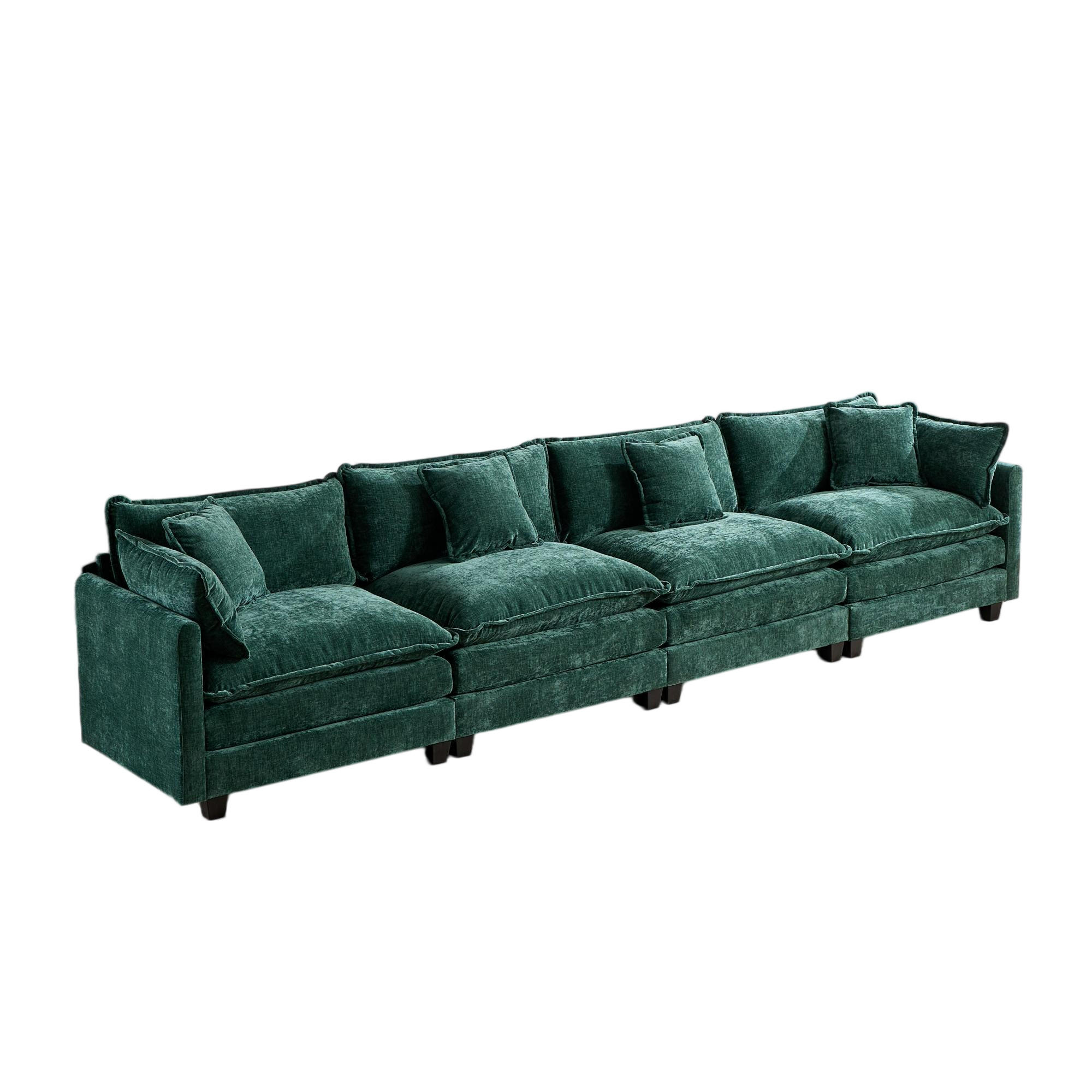 4-SITZER-SOFA DE-33976 modular Grün - Grün, Holzwerkstoff (380/84/75cm) - ComfortXL
