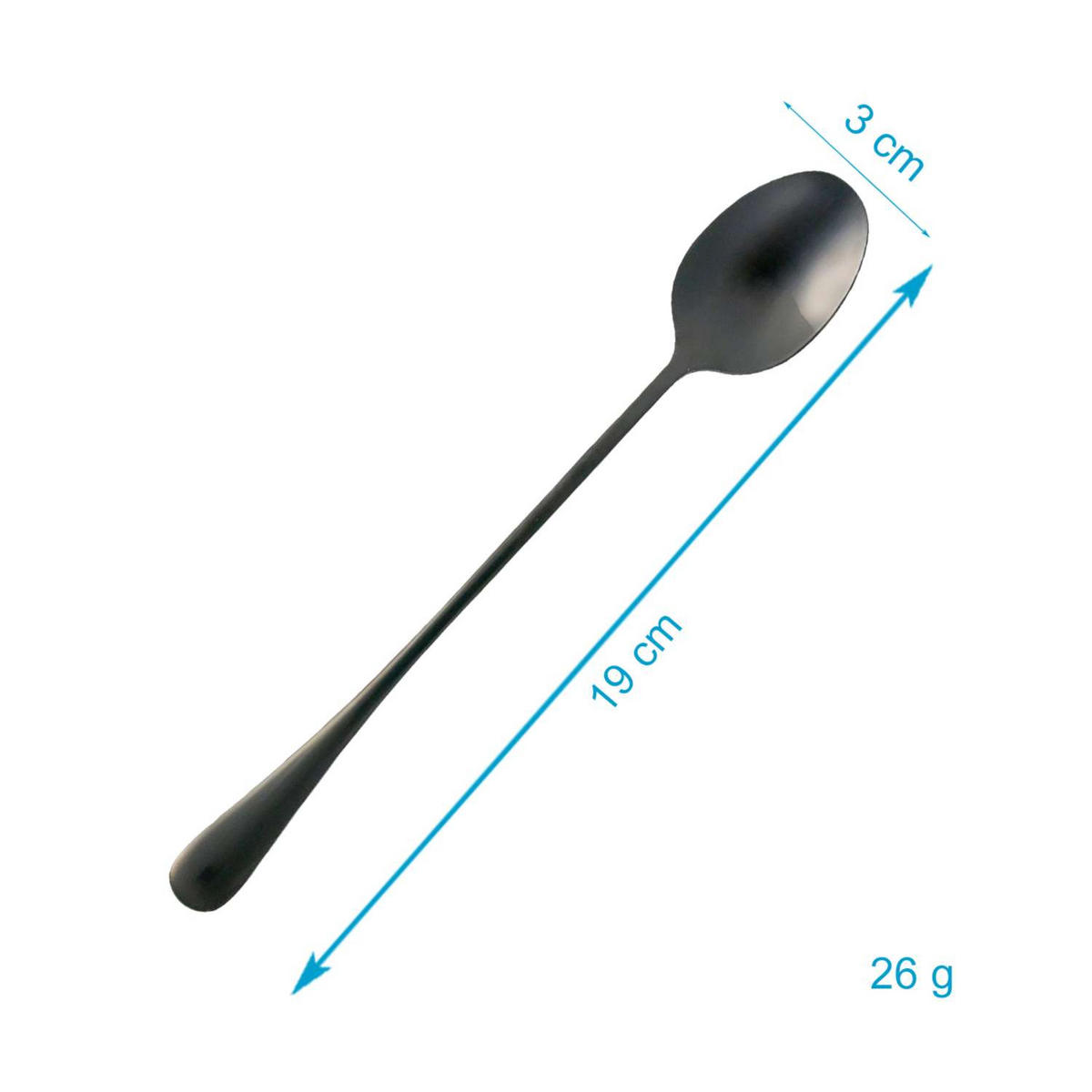 LÖFFEL 19 cm (6er-Set) - Schwarz, Metall - Intirilife