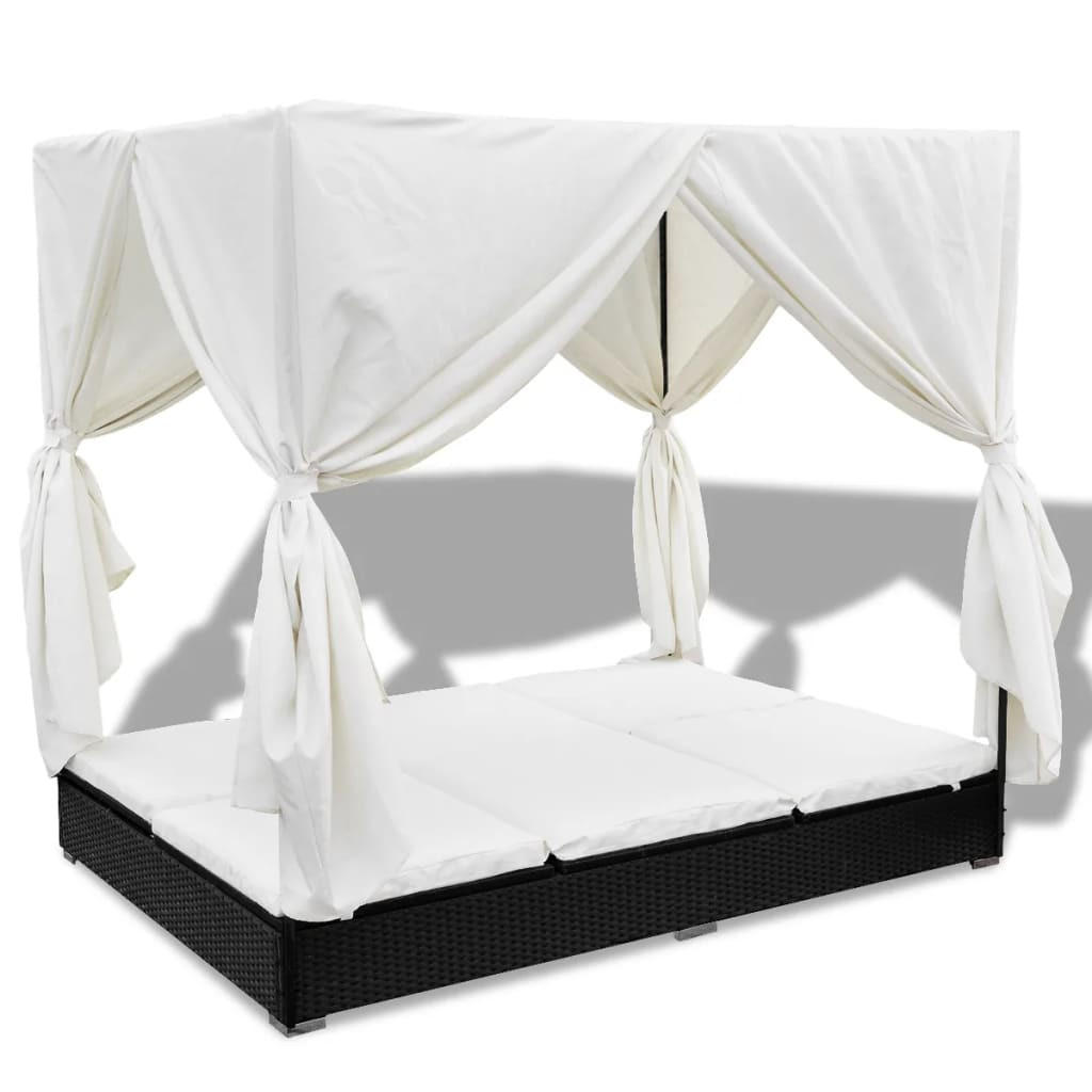 vidaXL Outdoor-Loungebett Schwarz 203x126x165 cm