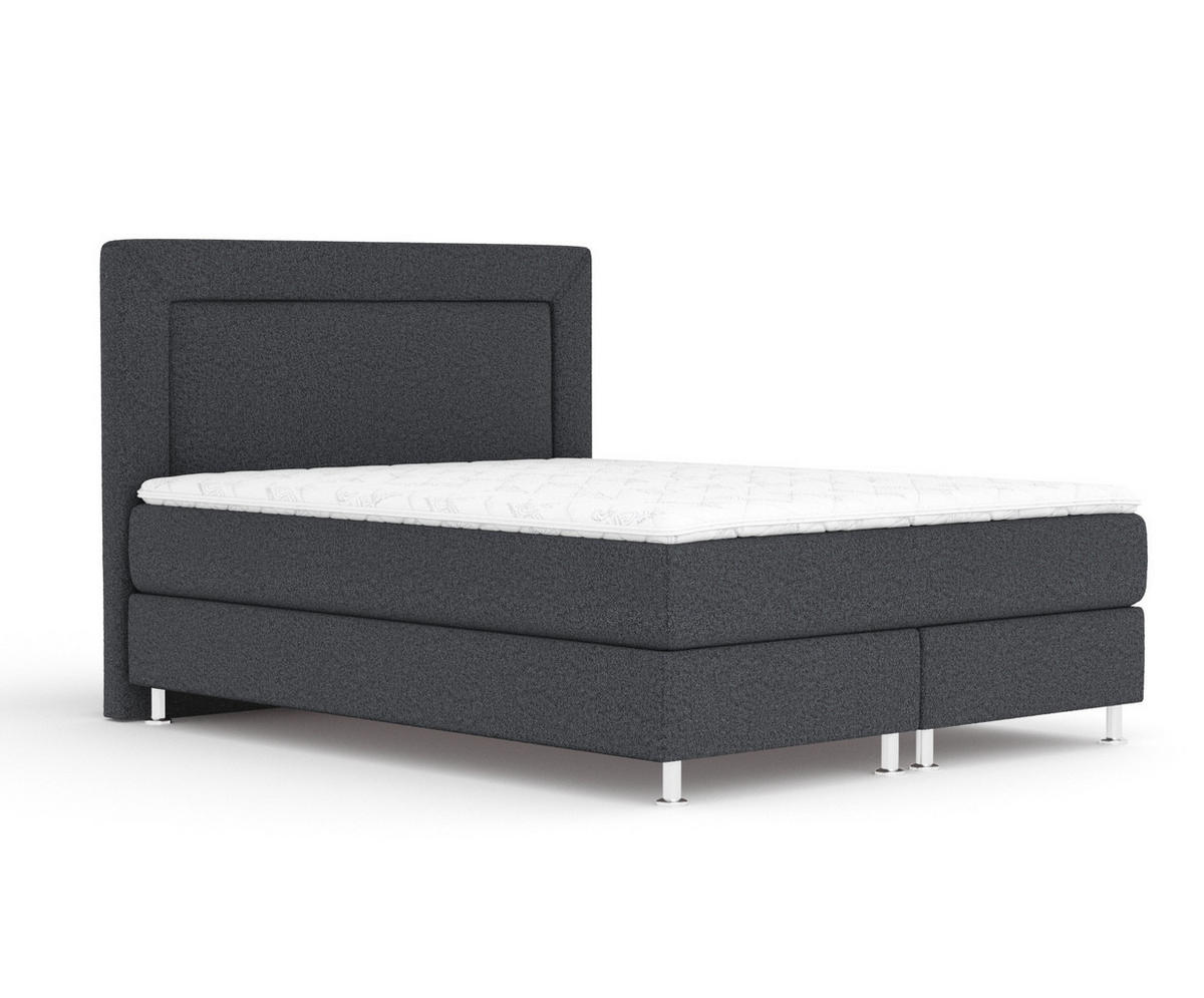 BOXSPRINGBETT Laguno Schwarz 140/200 cm mit Latex-Topper - Silberfarben/Schwarz, Holz/Holzwerkstoff (140/200cm) - Maison de Reve