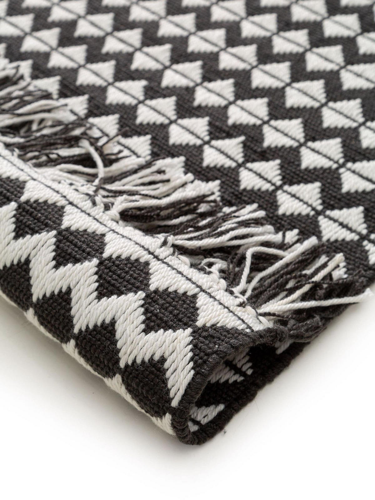 TEPPICH aus recyceltem Material Morty Schwarz/Weiß 80x150 cm - Schwarz/Weiß, Textil (80/1cm) - KUNSTLOFT
