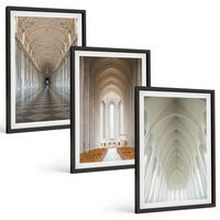 BILDER SET 3er Set - 40x60 cm Schwarzer Rahmen - Innenräume historischer Gebäude - Schwarz, Kunststoff (40/60cm) - TULUP