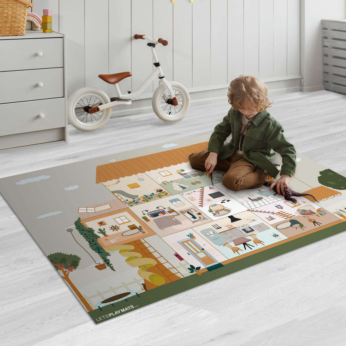KINDERTEPPICH Puppenhaus - Kinder - Möbel - Design - Braun 135x90 cm - Multicolor, Kunststoff (135/90cm) - MuchoWow