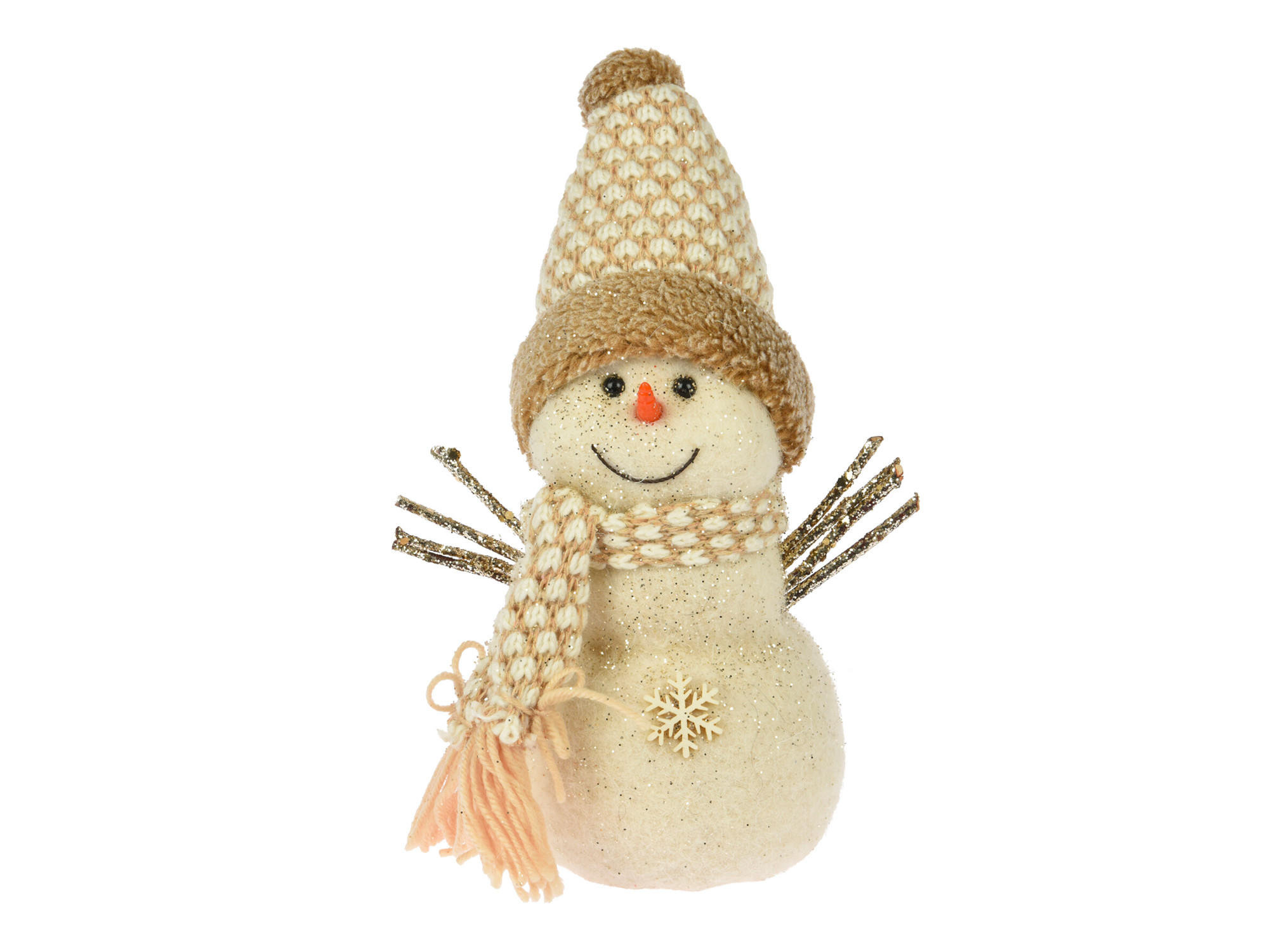 DEKORATION Schneemann creme 14 x 32 cm - Creme, Kunststoff/Textil (30/20/40cm) - LAALU