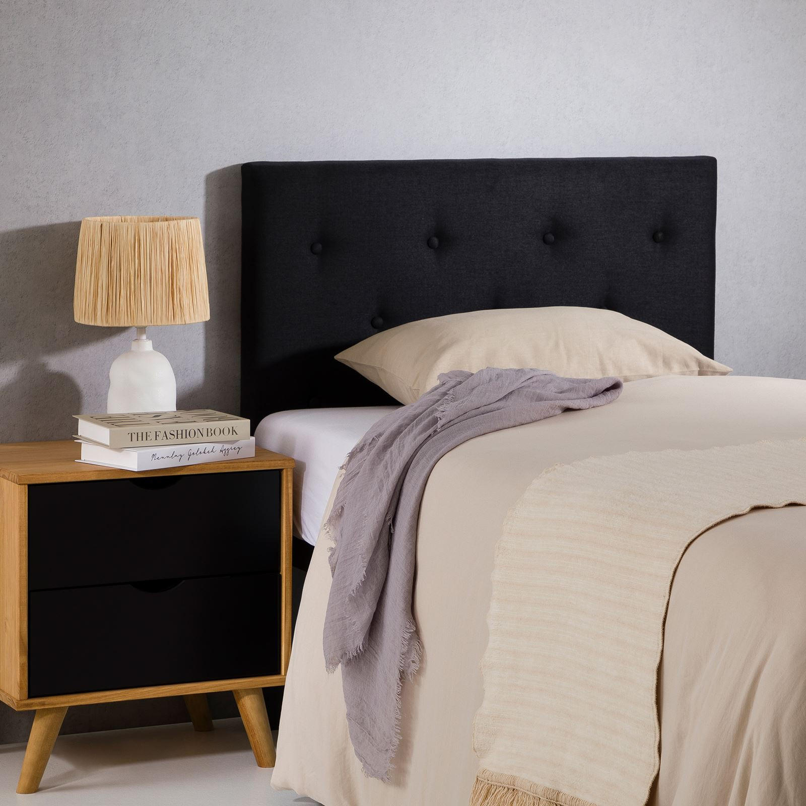 KOPFTEIL MAVELI 90X190 CM - Schwarz, Textil (90/97/7cm) - IDIMEX