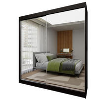 SCHWEBETÜRENSCHRANK BELLINA 200/216/61 cm 2-türig mit Spiegel Schwarz - Schwarz, Holzwerkstoff (200/216/61cm) - MASSENO