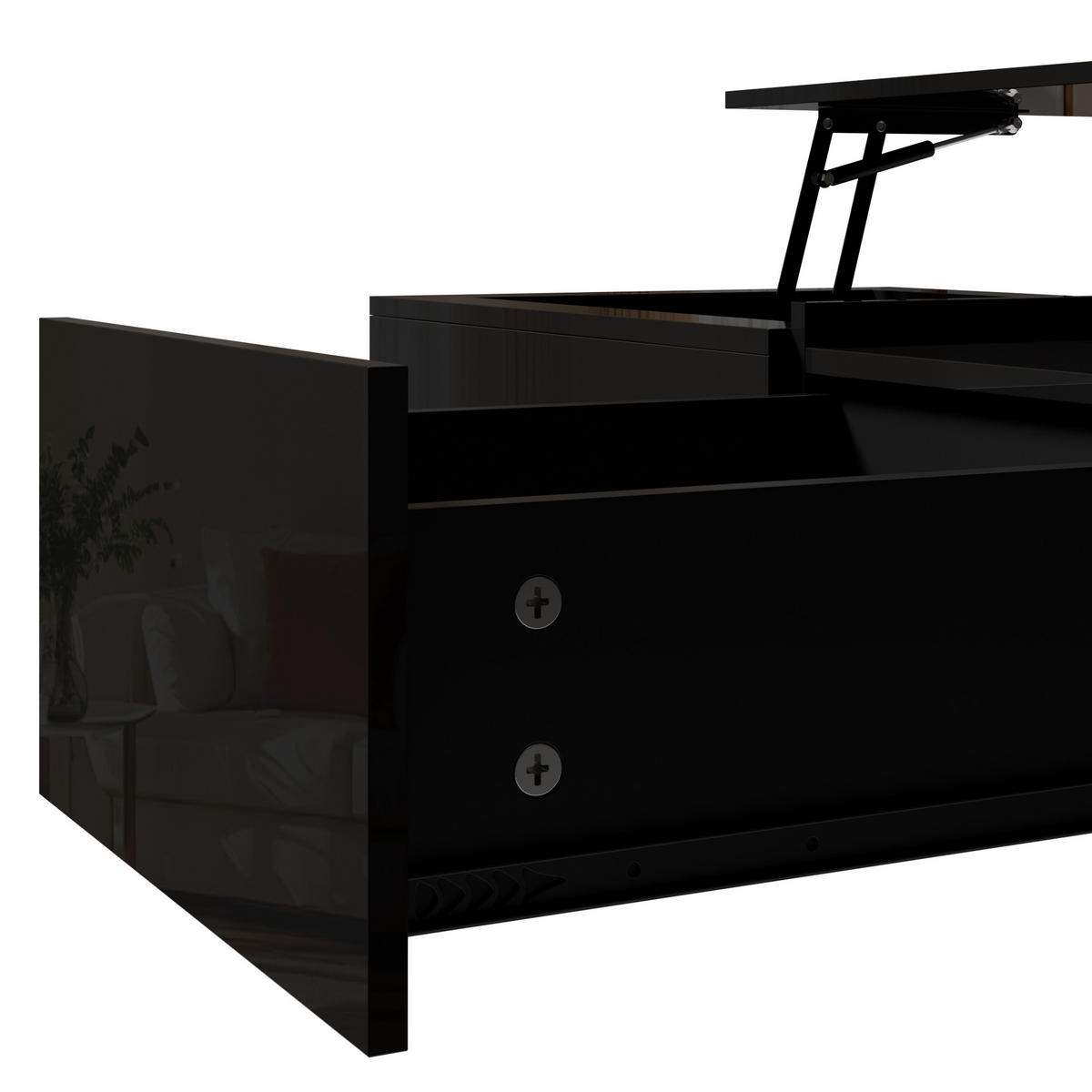 KONFERENČNÍSTOLEK MDF Lesklý Zvedací Zásuvka Černý - černá, kompozitní dřevo (50/100/54.5cm) - FLIEKS