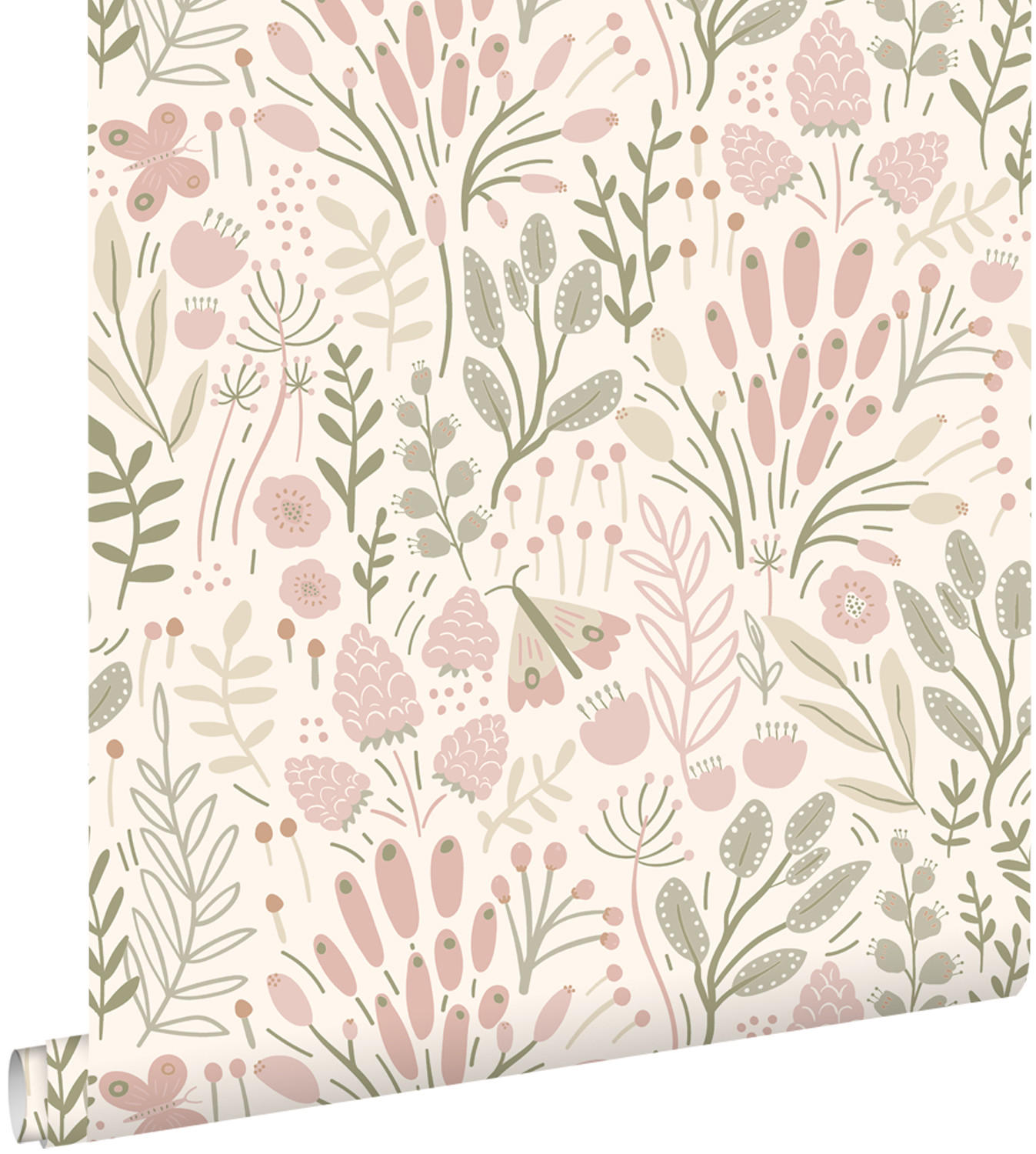 TAPETE Blätter und Blumen 50 x 900 cm - Weiß, Papier (50/0.1cm) - ESTAhome