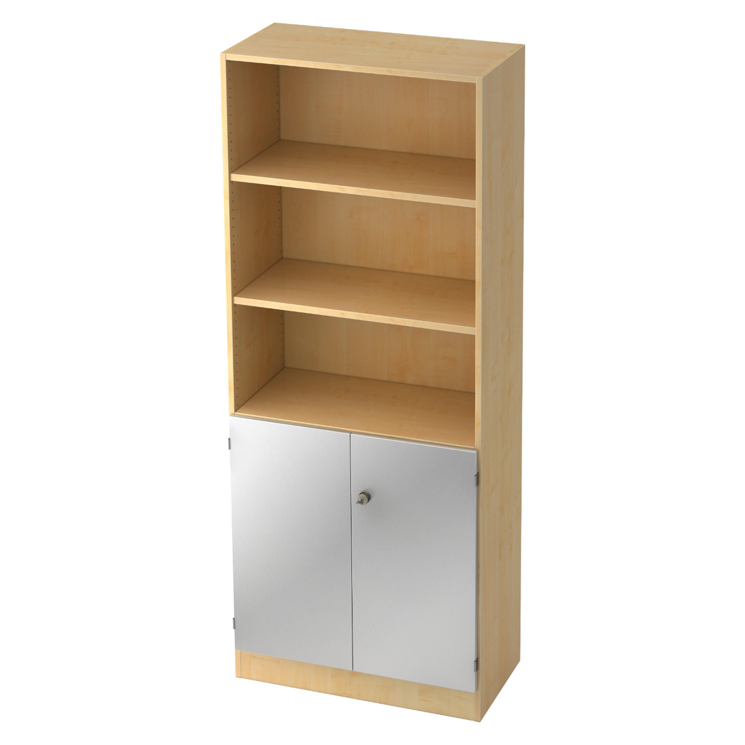 REGALSCHRANK - 5 Ordnerhöhen 42/80/200,4 cm in Ahornfarben/Silberfarben - Silberfarben/Ahornfarben, Holzwerkstoff (80/200.4/42cm) - bümö