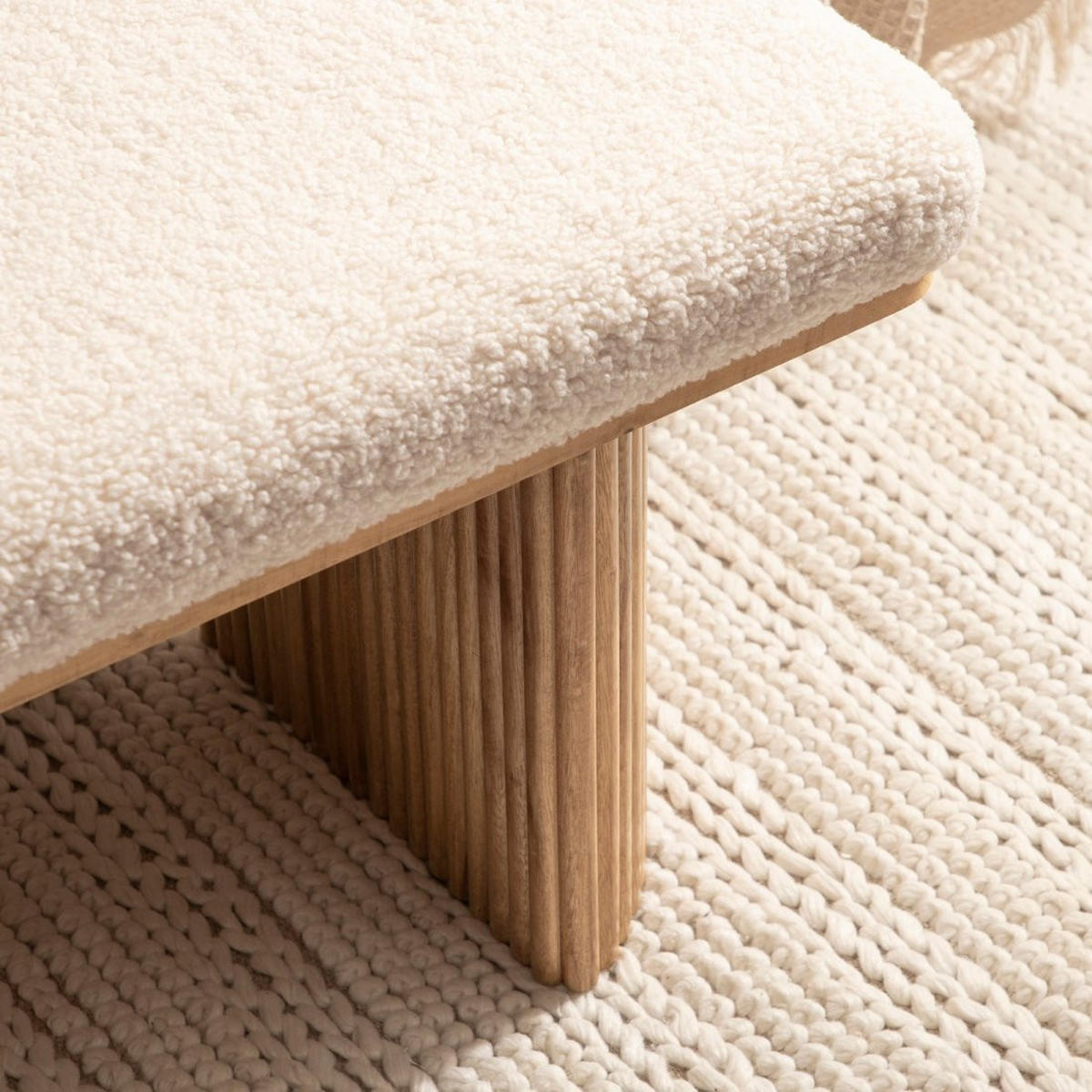 BANK Bruna Weiß 100 cm x 45 cm - Weiß, Textil (100/45/35cm)