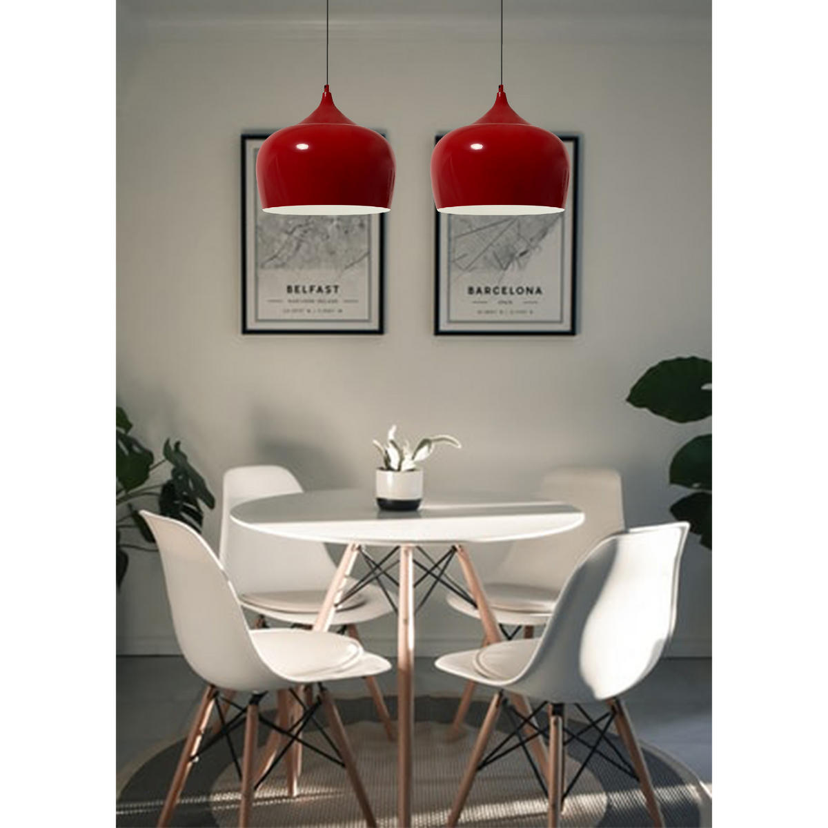 PENDELLEUCHTE Kreis 30/30 - Rot, Metall (30/30cm) - Bamyum