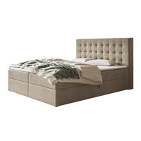 BOXBETT RIO mit 2 Bettkästen, 120x200, Farbe: Sand, Velourstoff, Doppelbett mit Bonell-Matratze - Sahara, Holz/Kunststoff (120/200cm) - Alpi-Möbel