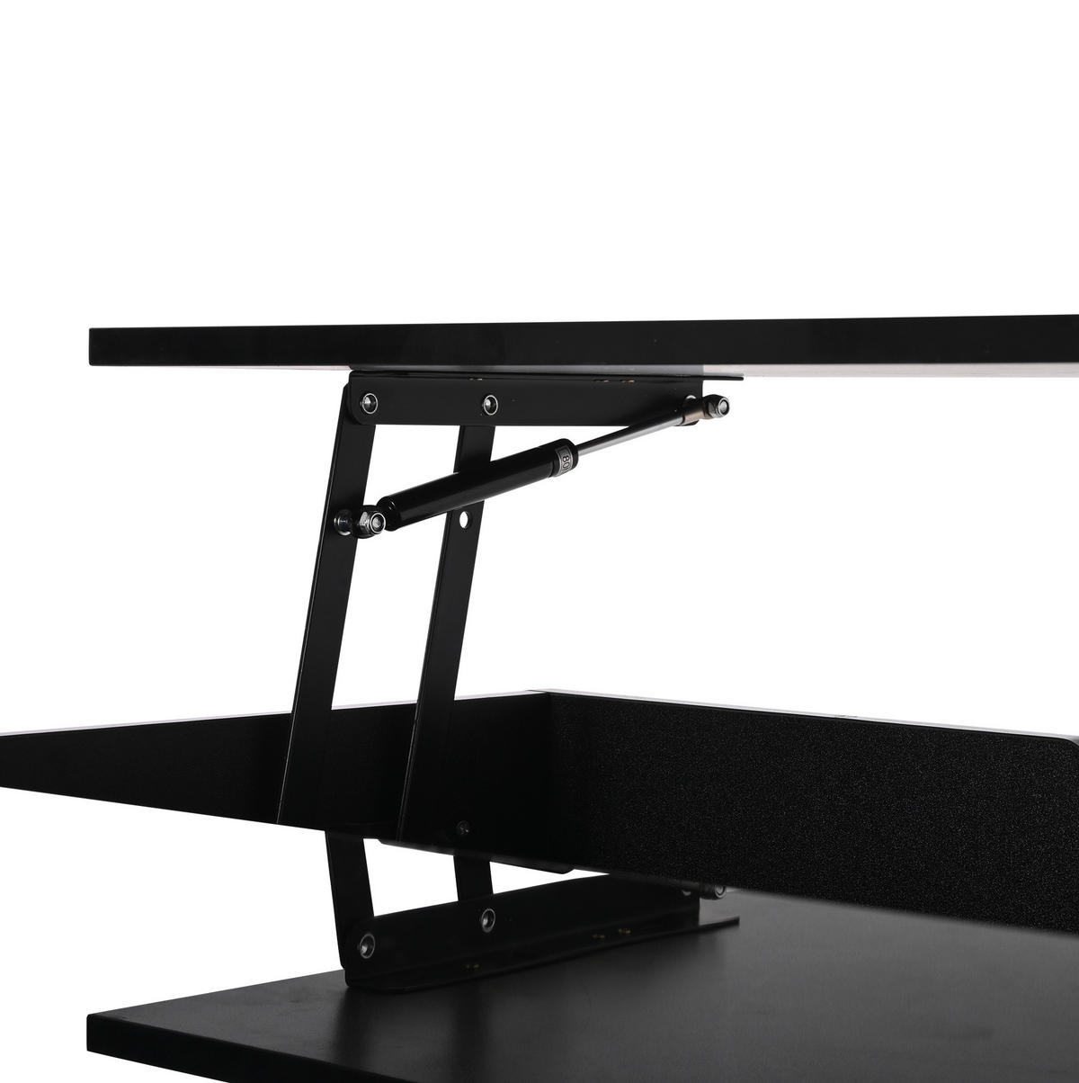 COUCHTISCH 80/75/40 cm mit höhenverstellbarer Platte, LED, Stauraum und Spanplatte in Hochglanzoptik, Schwarz - Schwarz, Holzwerkstoff (80/77/40cm) - Redom