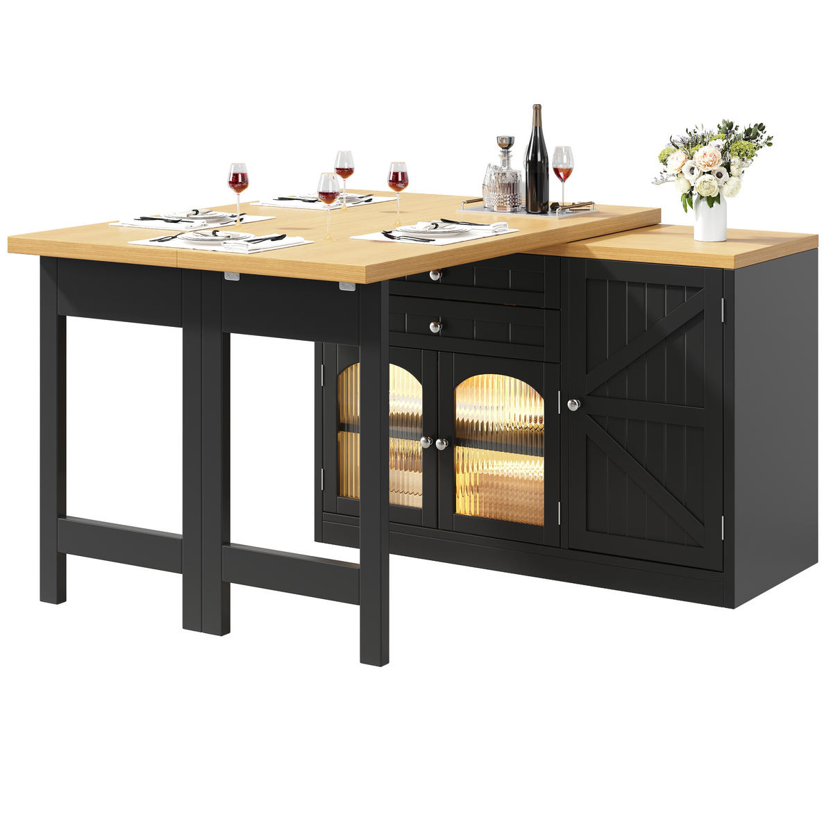 BARTISCH ausziehbar 120-194/40/73,5 cm DE-39750 Schwarz - Schwarz, Holzwerkstoff (40/120/73.5cm) - ComfortXL