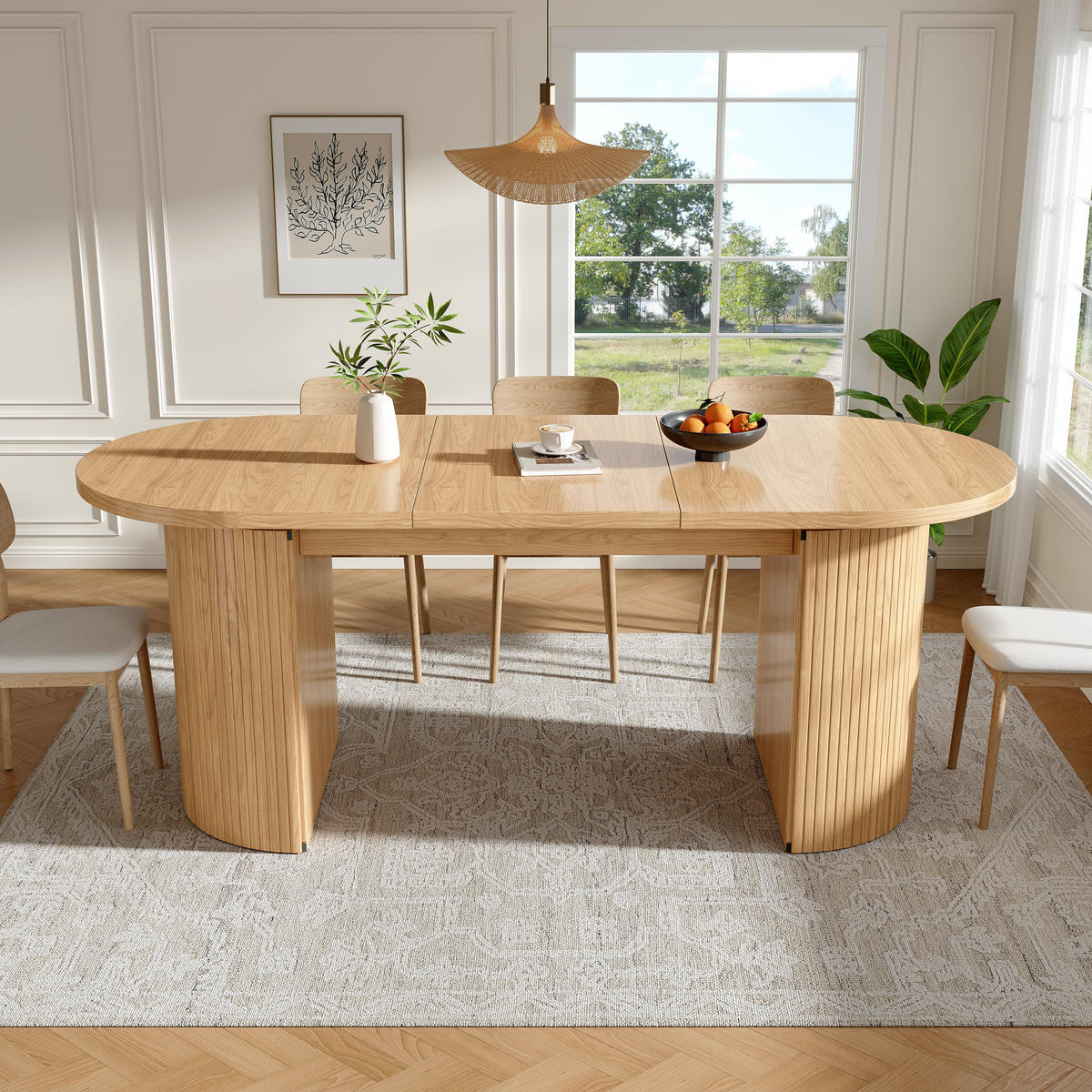 ESSTISCH in Natufarben Ausziehbarer Küchentisch mit verstecktem Stauraum, für Küche, Arbeitszimmer und Wohnzimmer - Hellbraun, Holzwerkstoff/Metall (160/80/76cm) - STILVORA