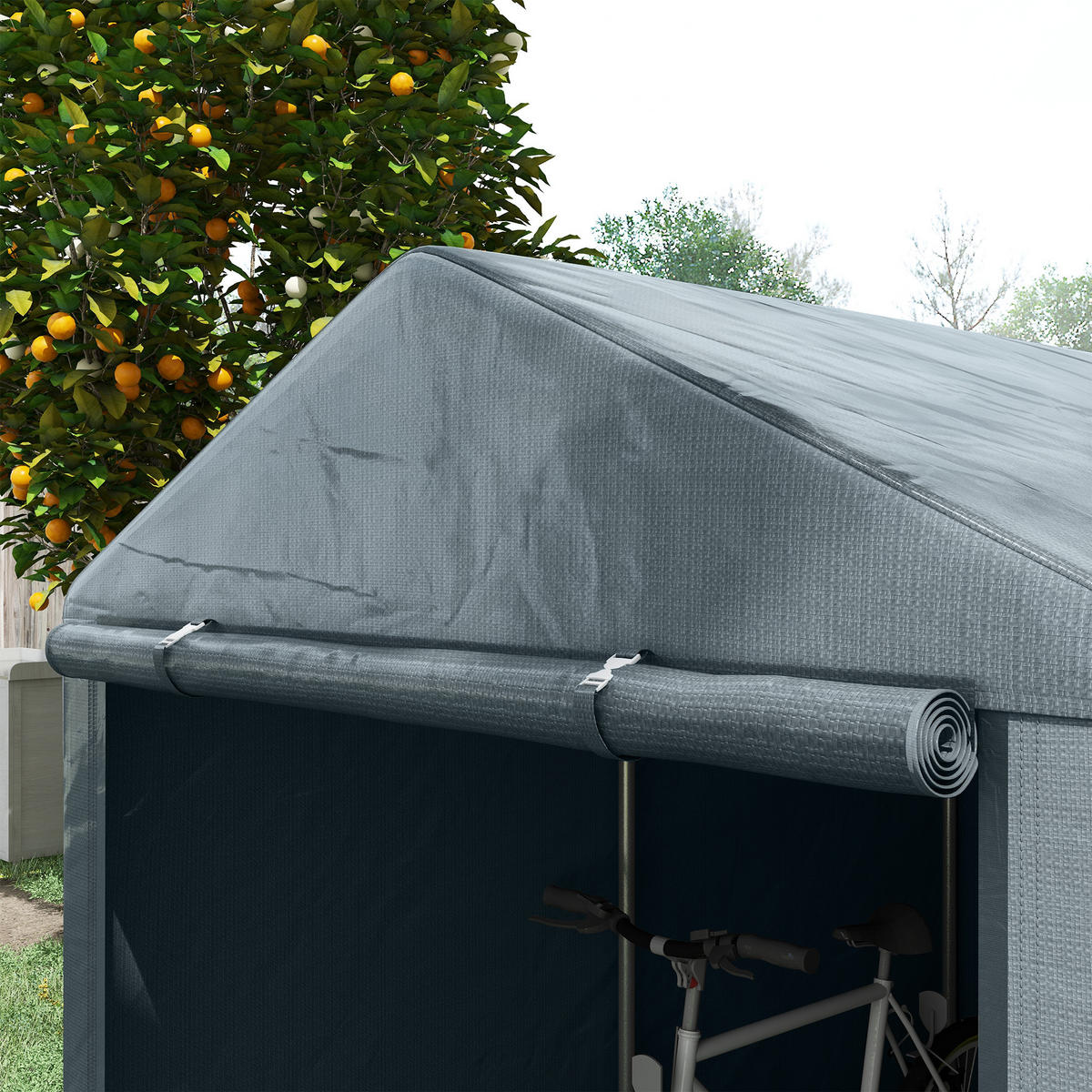 GARAGENZELT mit UV-Schutz, für Gartengeräte, Motorrad, Dunkelgrau - Dunkelgrau, Kunststoff/Metall (218/172/160cm) - Outsunny