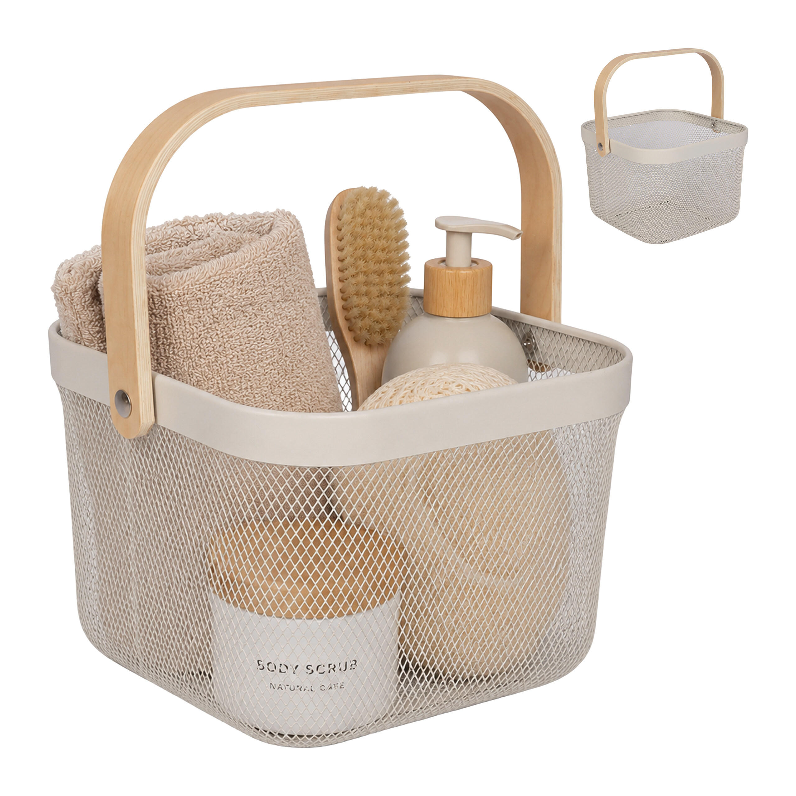 Relaxdays Drahtkorb Creme 26x17.5x24.5 cm