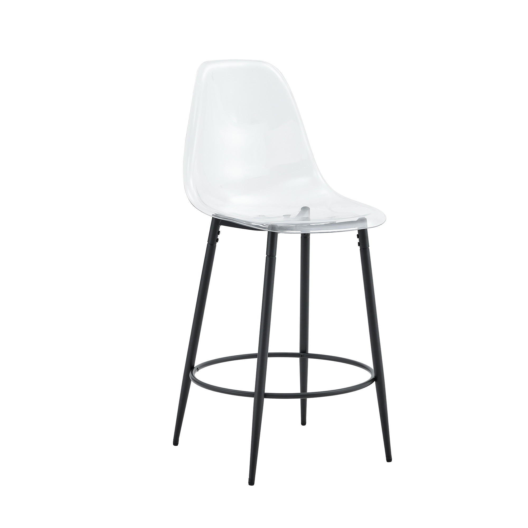 BARHOCKER DE-36535 2er Set mit transparenter Rückenlehne Schwarz - Schwarz, Metall (48.5/102/48.5cm) - ComfortXL