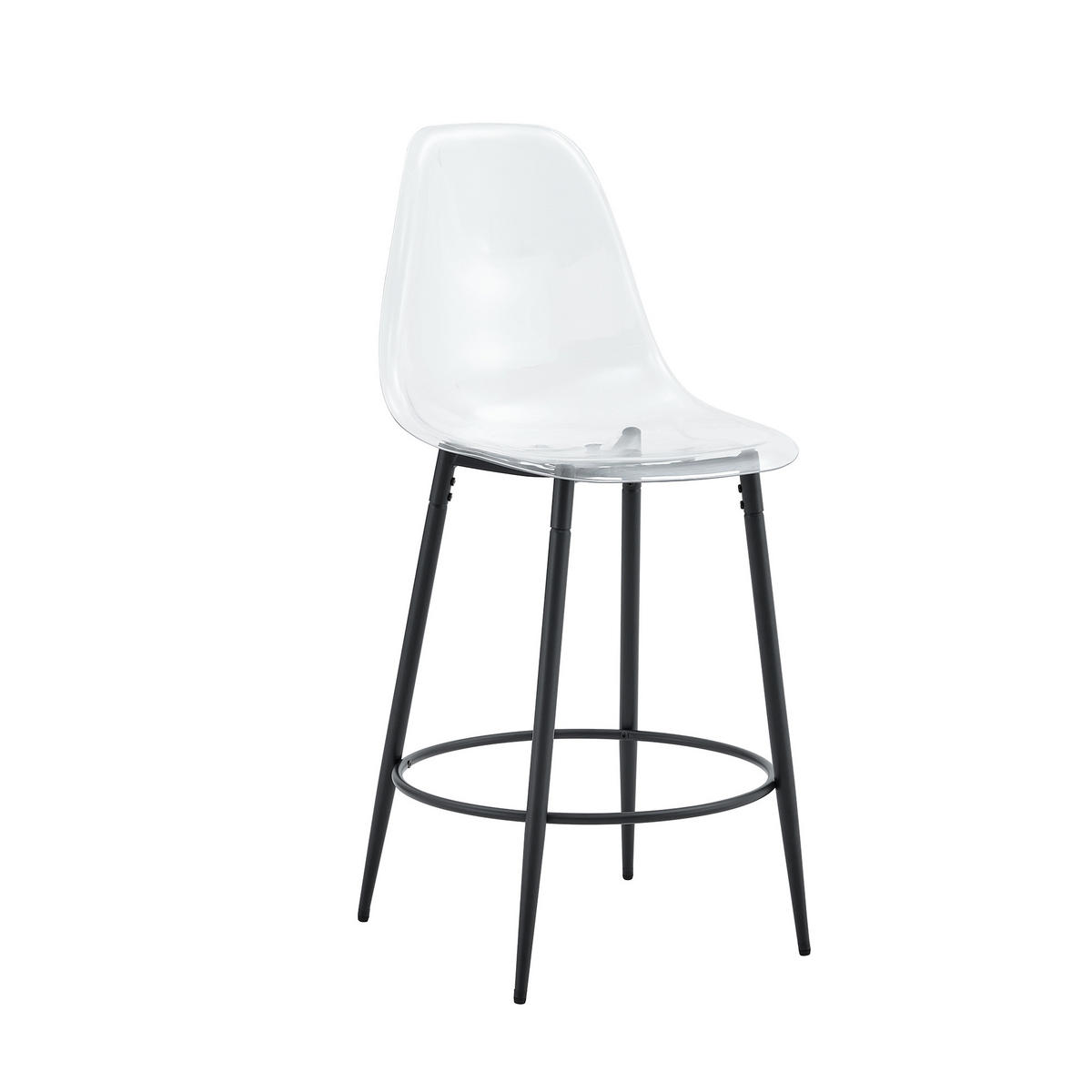 BARHOCKER 2er-Set Schwarz mit transparenter Sitzfläche - Schwarz, Metall (48.5/102/48.5cm) - PANGIVO