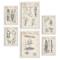 POSTER Set Mit 6 Plakaten Mit Surfen Patenten Im Vintage Stil A3 & A4 Weißer Rahmen - Weiß, Papier (29/3cm) - Nacnic